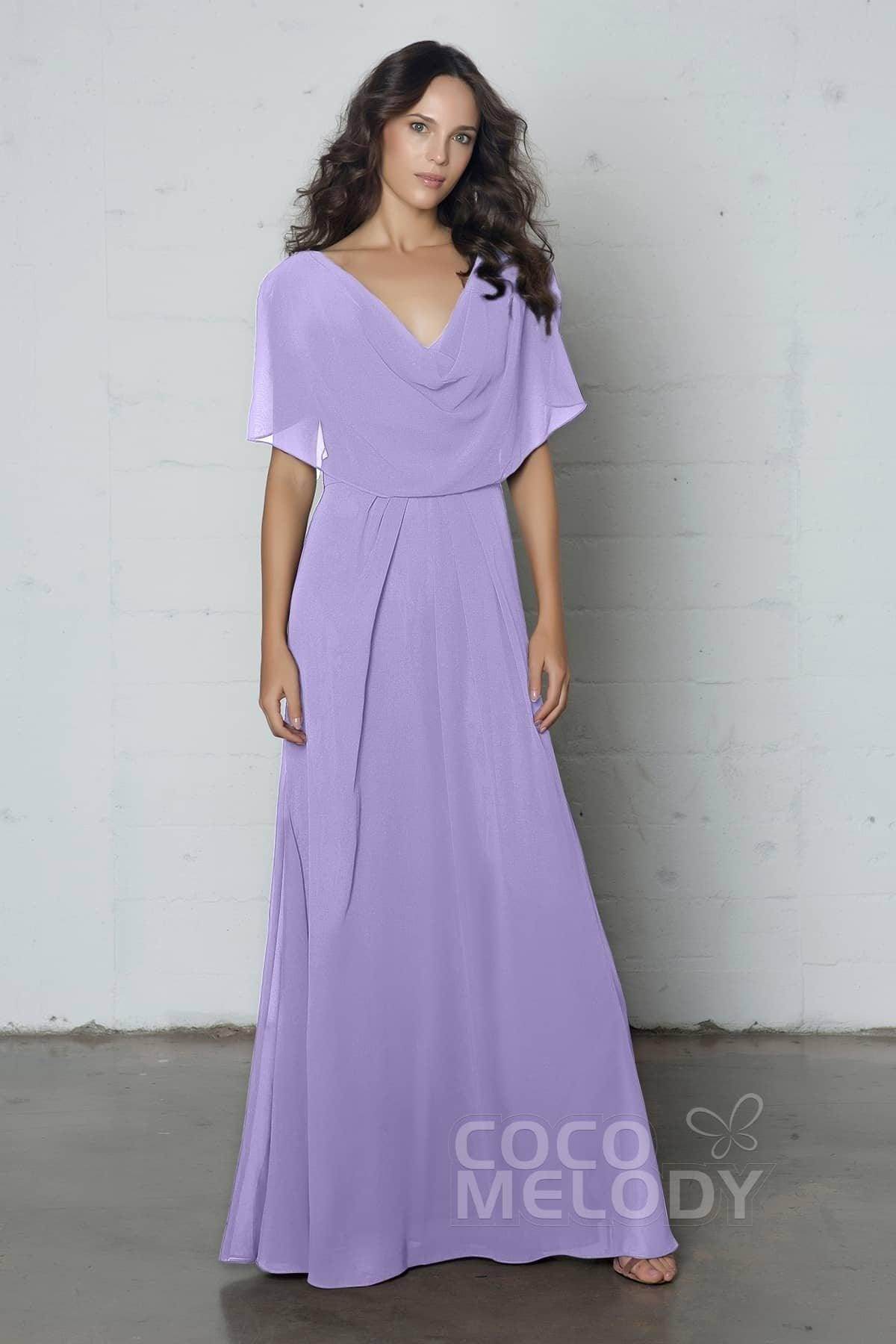 Sheath-Column Floor Length Chiffon Dress PR17014 - COCOMELODY