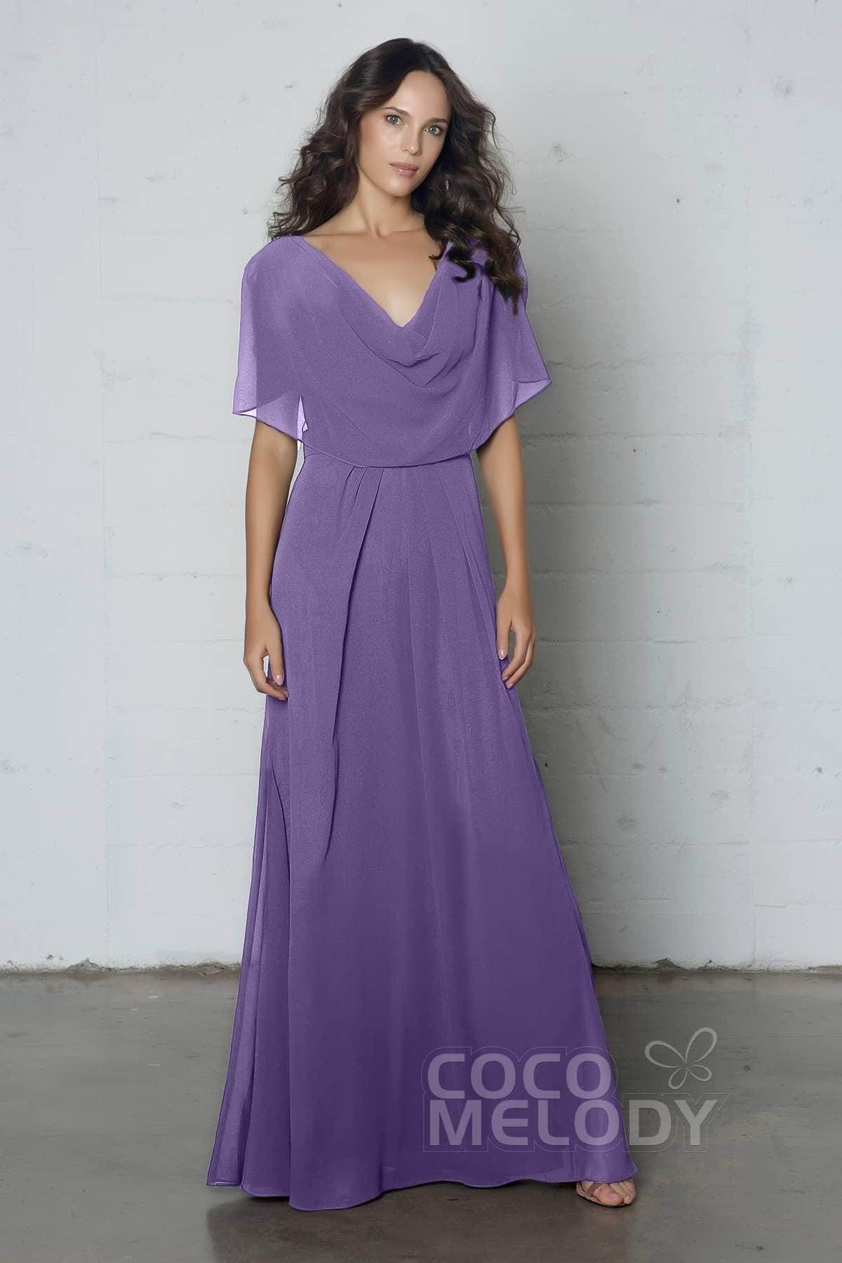 Sheath-Column Floor Length Chiffon Dress PR17014 - COCOMELODY