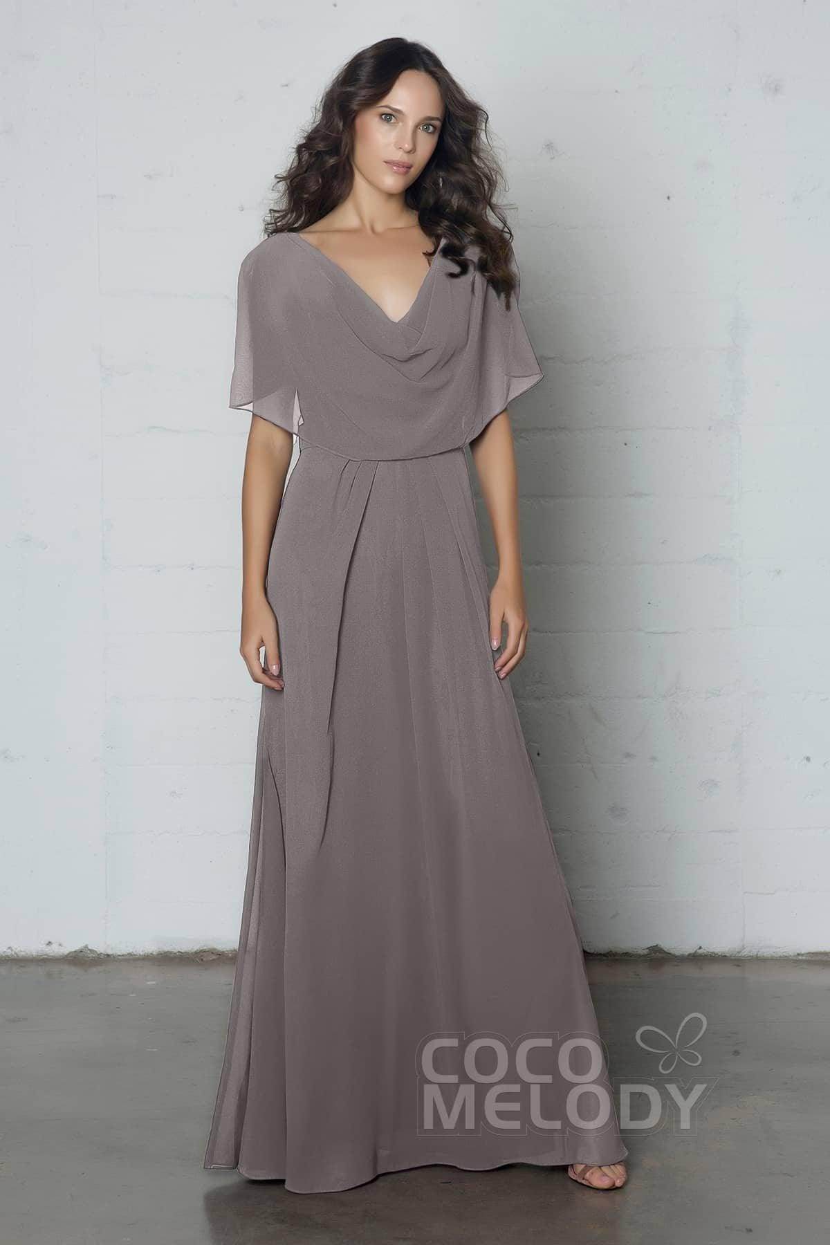 Sheath-Column Floor Length Chiffon Dress PR17014 - COCOMELODY