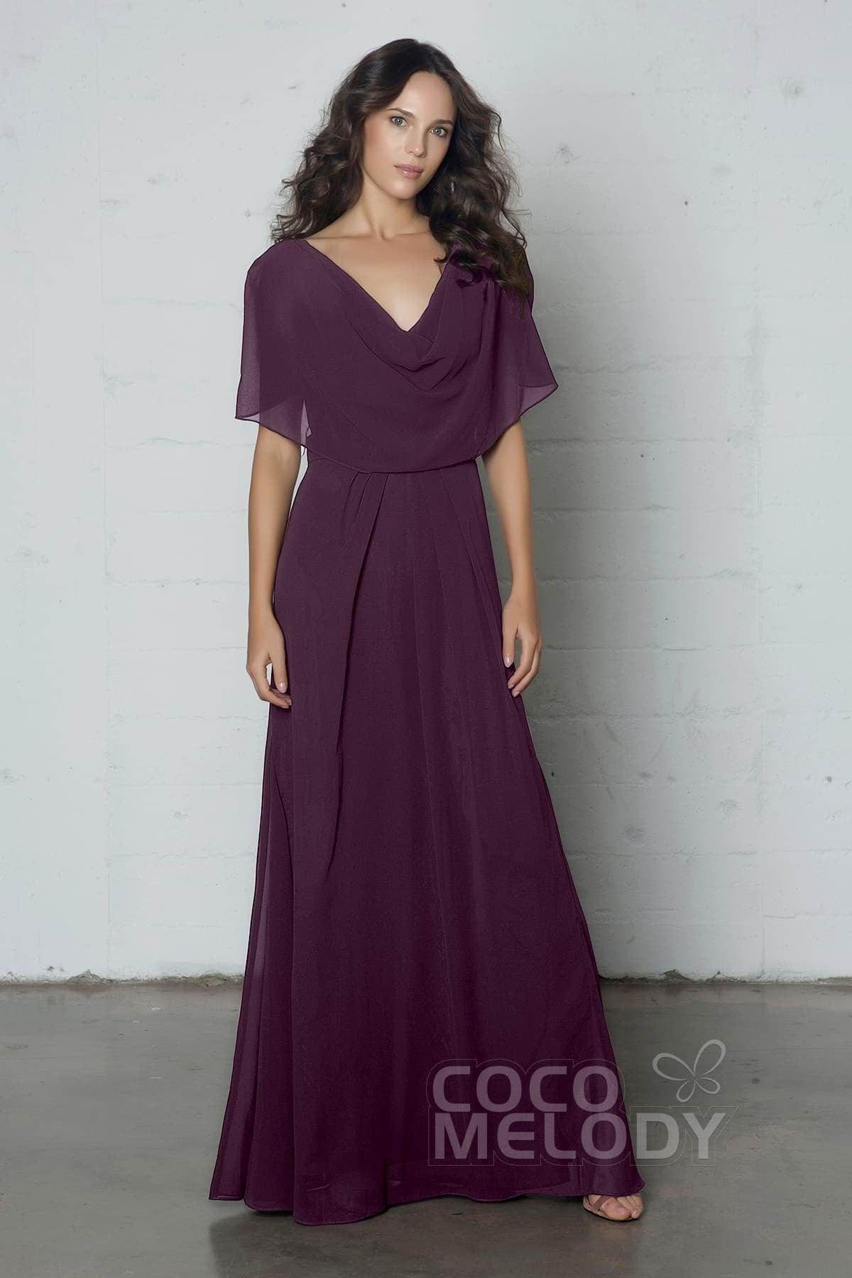 Sheath-Column Floor Length Chiffon Dress PR17014 - COCOMELODY
