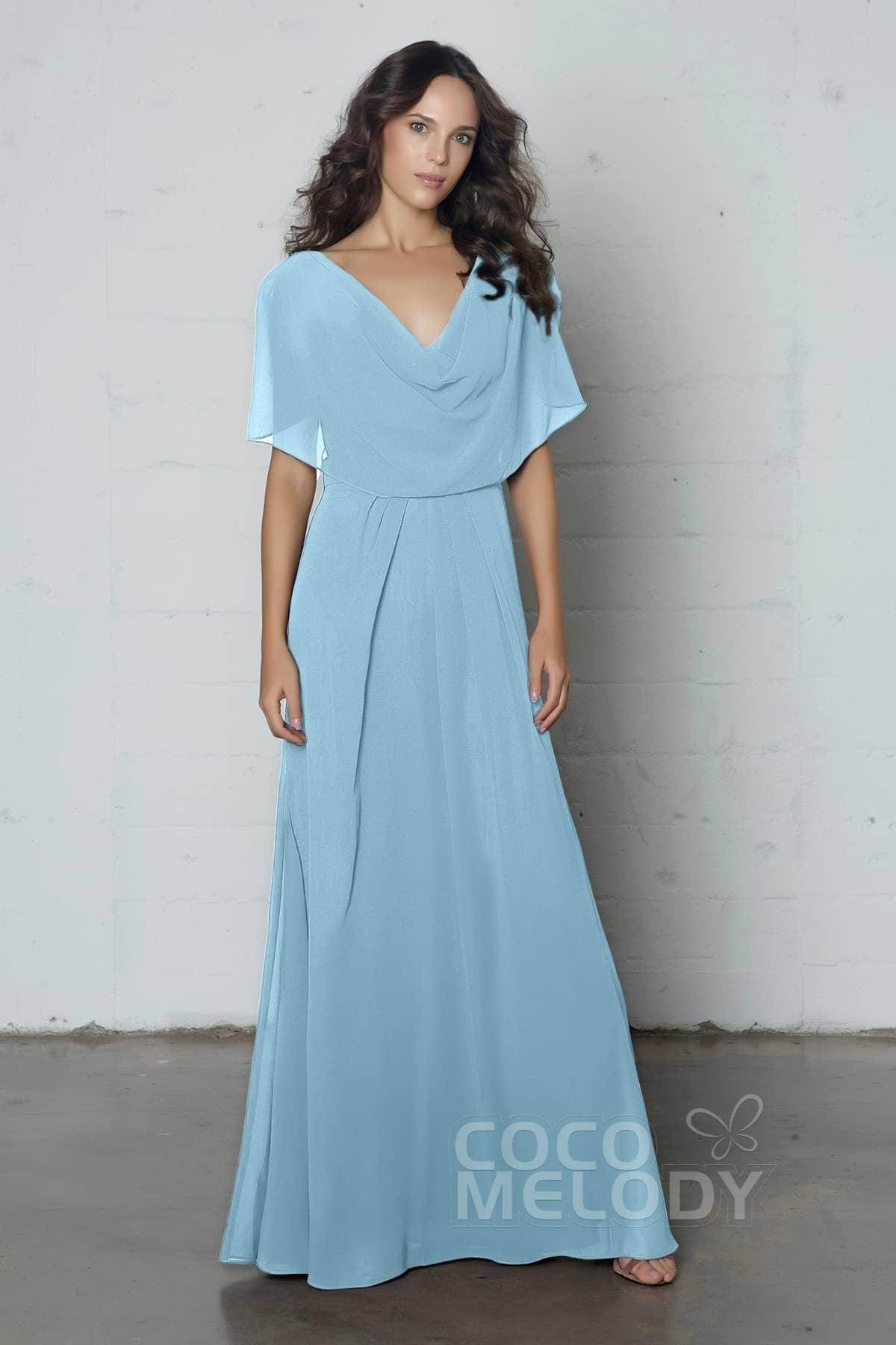 Sheath-Column Floor Length Chiffon Dress PR17014 - COCOMELODY