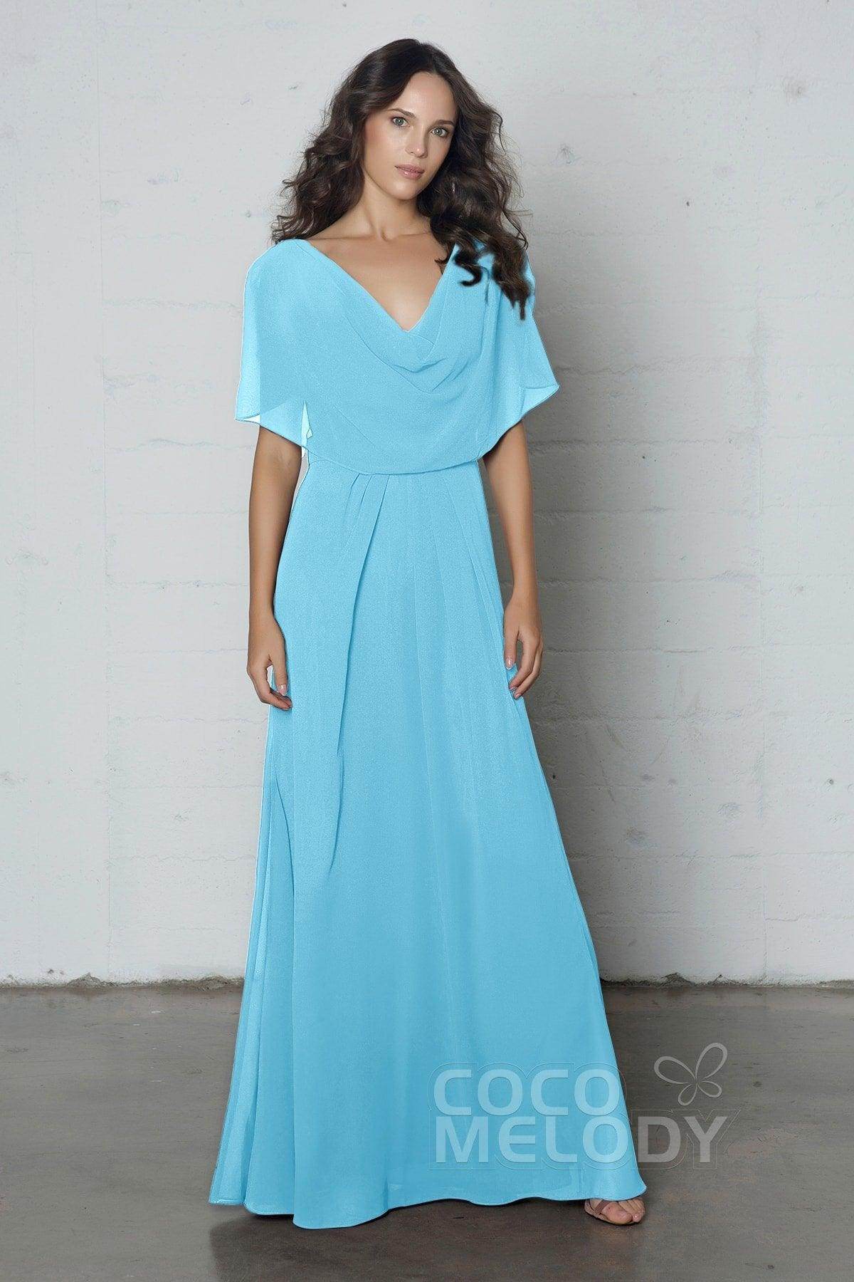 Sheath-Column Floor Length Chiffon Dress PR17014 - COCOMELODY