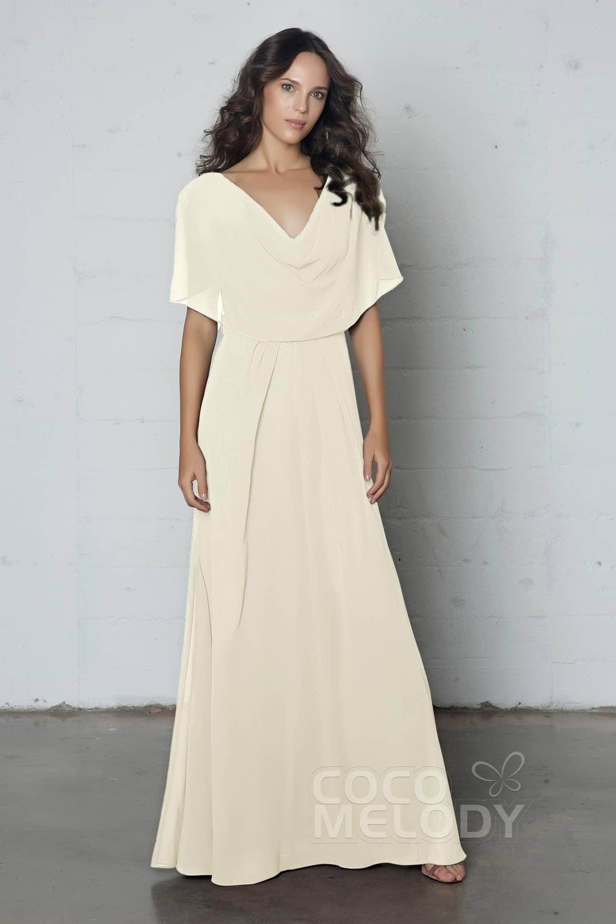 Sheath-Column Floor Length Chiffon Dress PR17014 - COCOMELODY