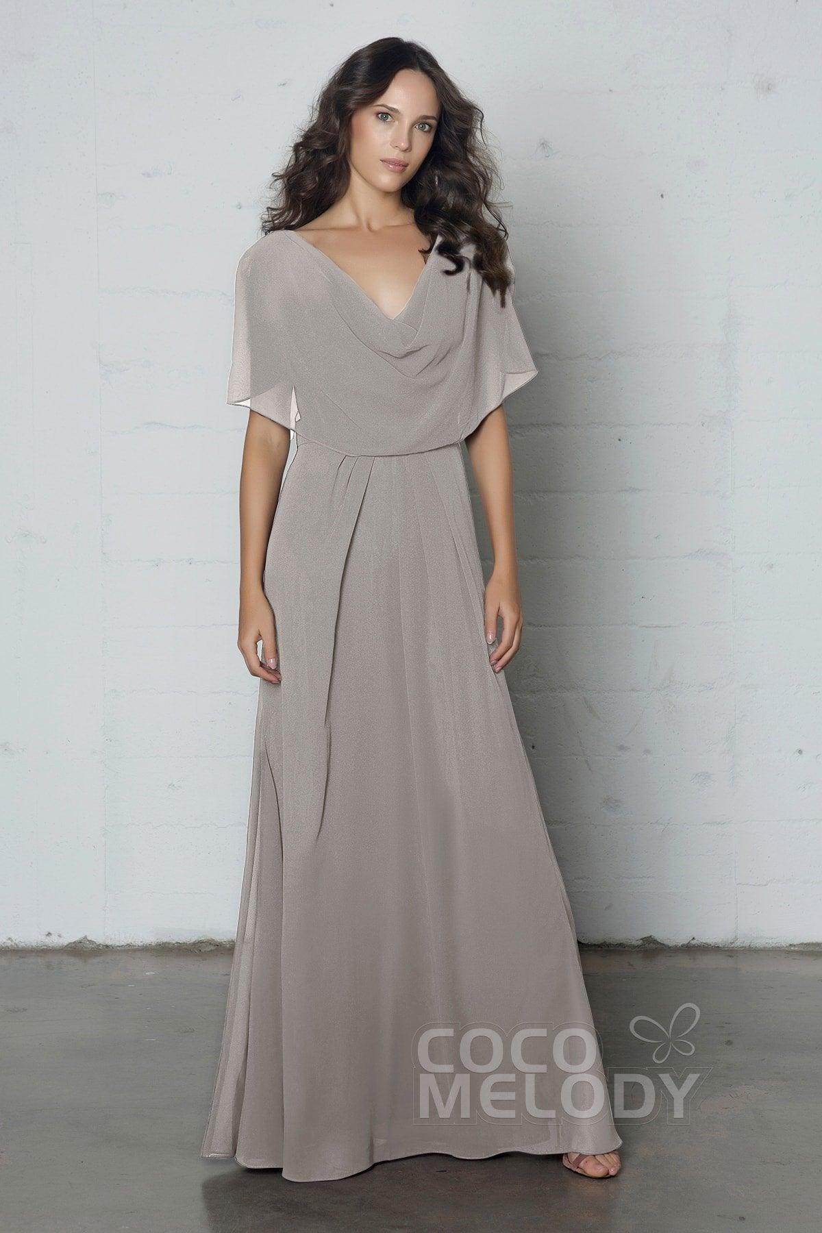 Sheath-Column Floor Length Chiffon Dress PR17014 - COCOMELODY