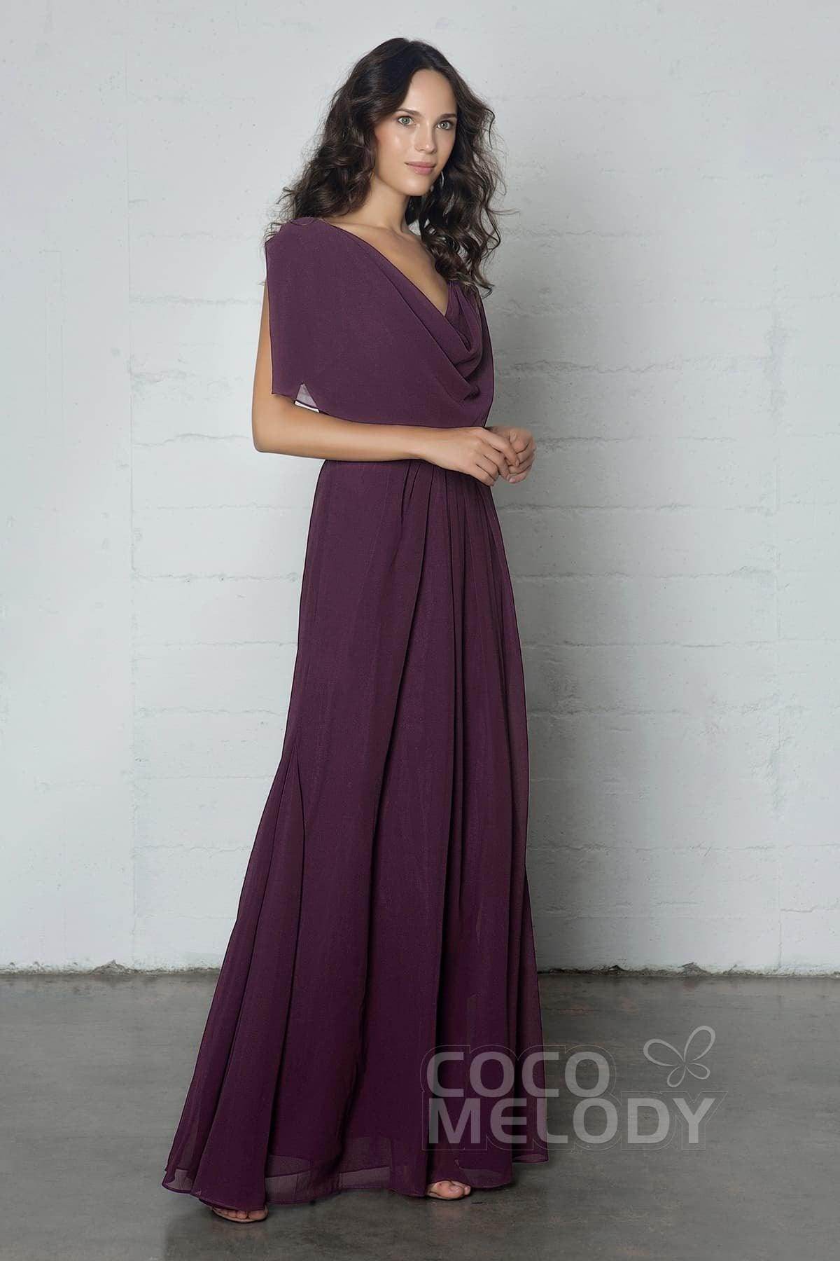 Sheath-Column Floor Length Chiffon Dress PR17014 - COCOMELODY