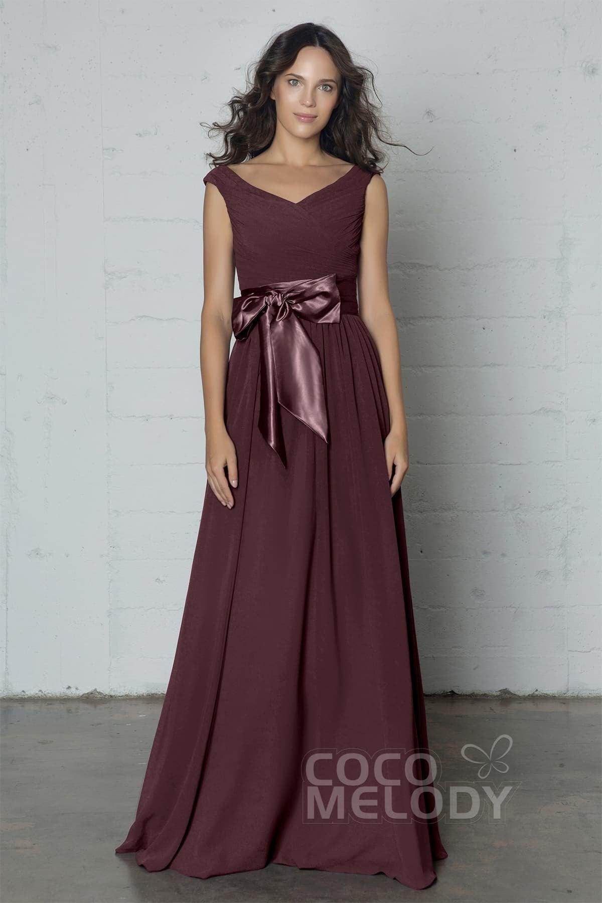 Sheath-Column Floor Length Chiffon Dress PR17017 - COCOMELODY
