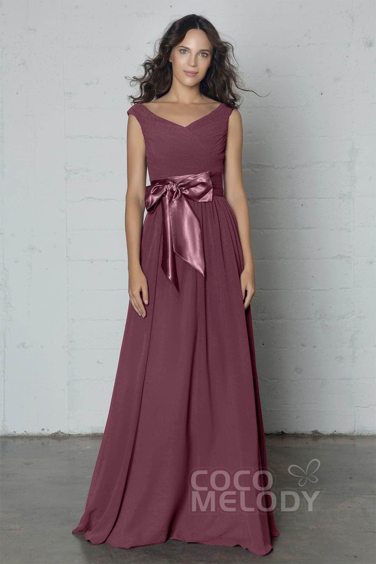 Sheath-Column Floor Length Chiffon Dress PR17017 - COCOMELODY
