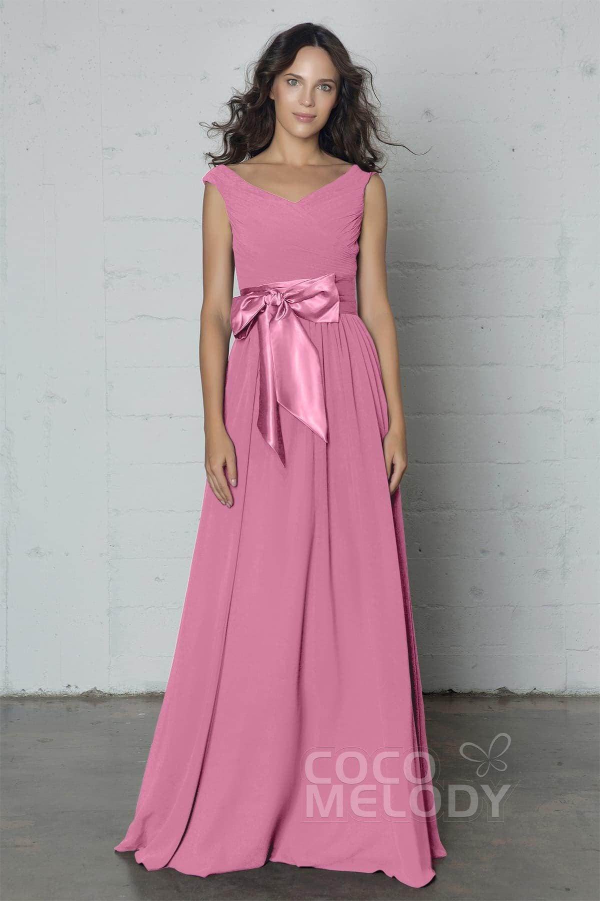 Sheath-Column Floor Length Chiffon Dress PR17017 - COCOMELODY