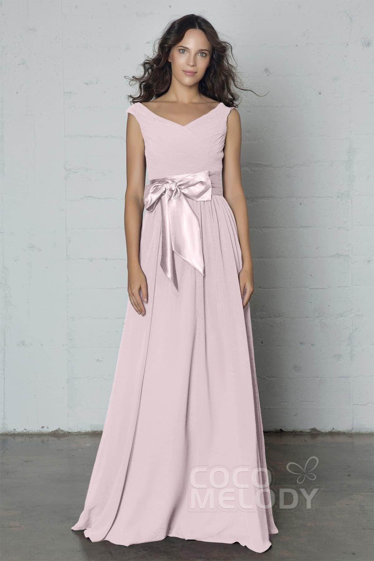 Sheath-Column Floor Length Chiffon Dress PR17017 - COCOMELODY