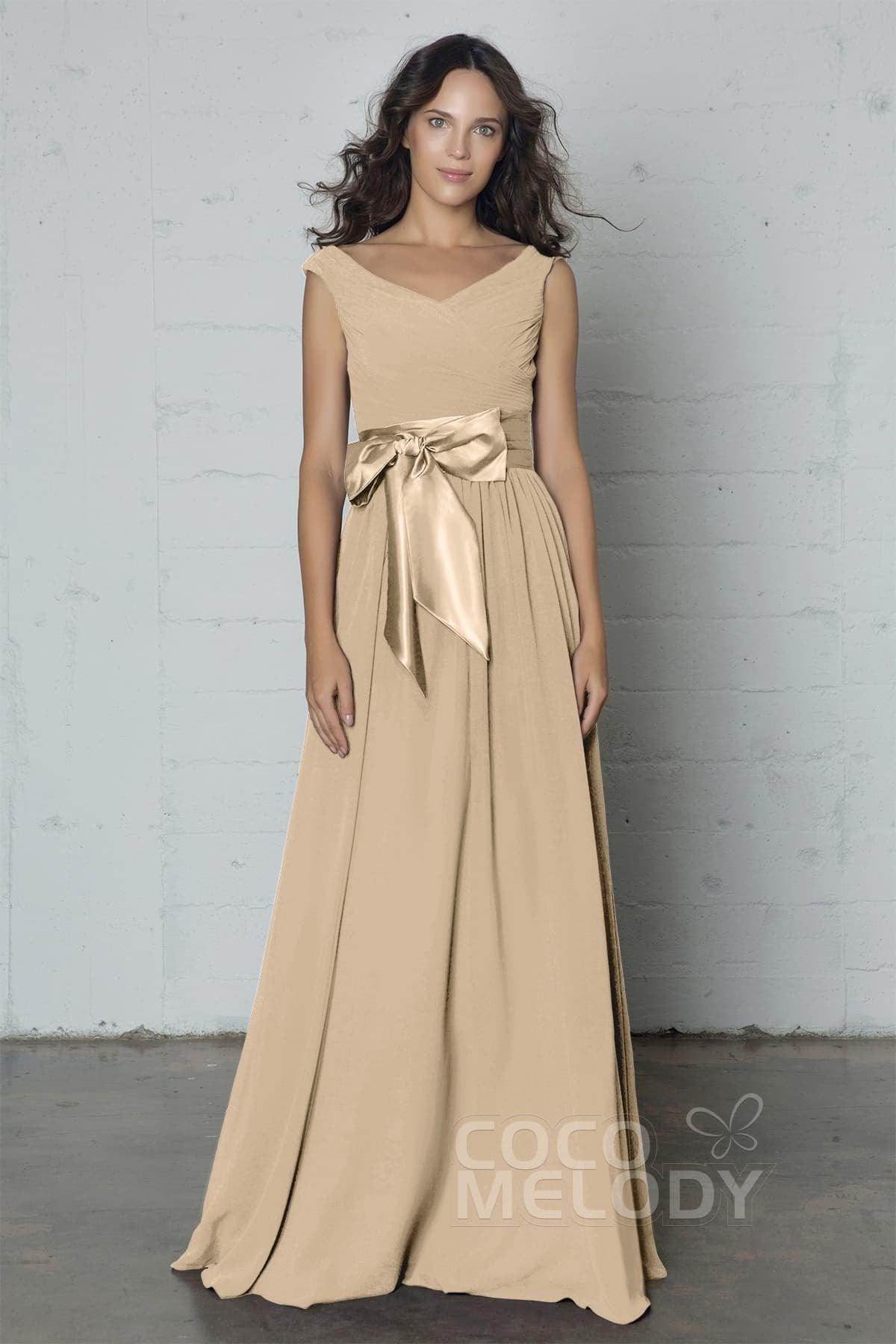 Sheath-Column Floor Length Chiffon Dress PR17017 - COCOMELODY
