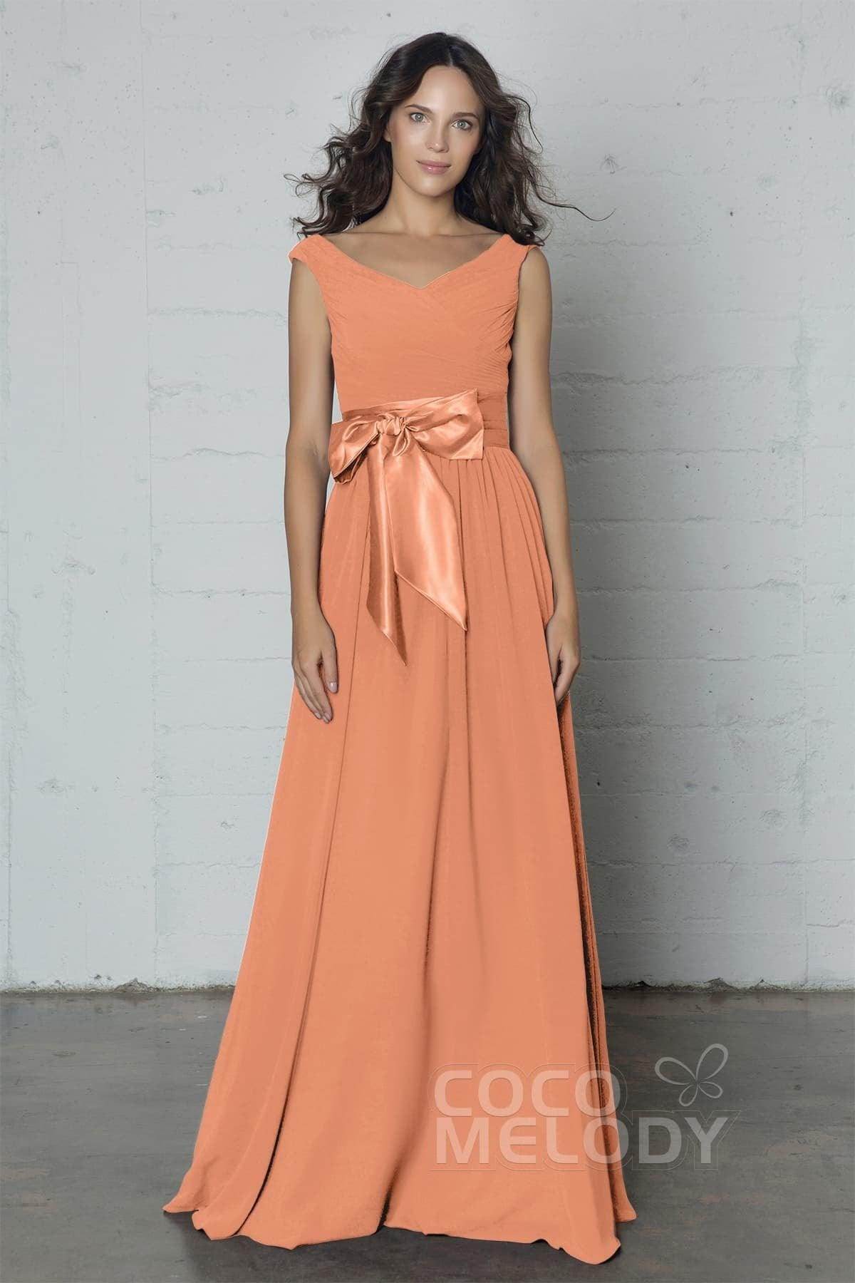 Sheath-Column Floor Length Chiffon Dress PR17017 - COCOMELODY
