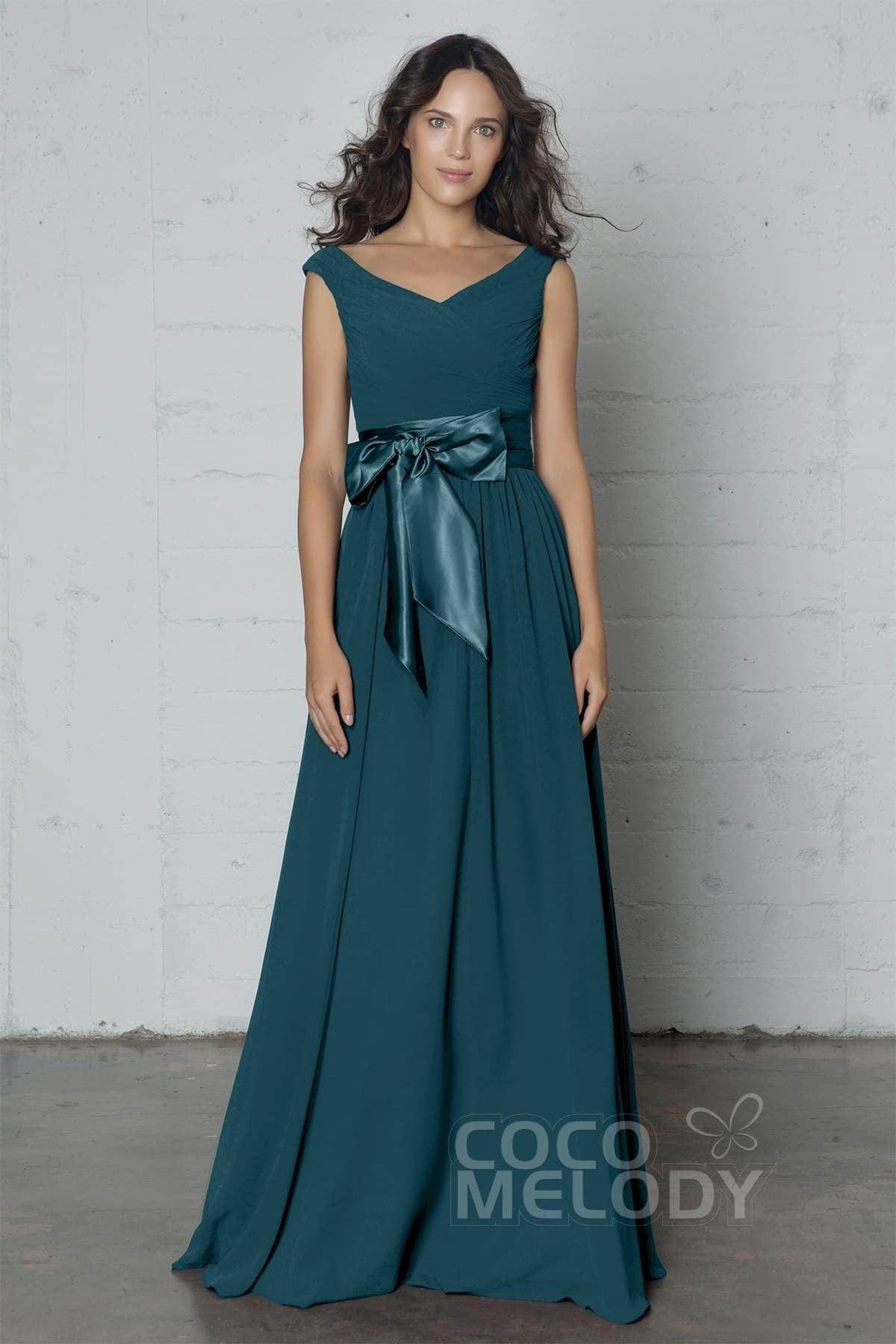 Sheath-Column Floor Length Chiffon Dress PR17017 - COCOMELODY
