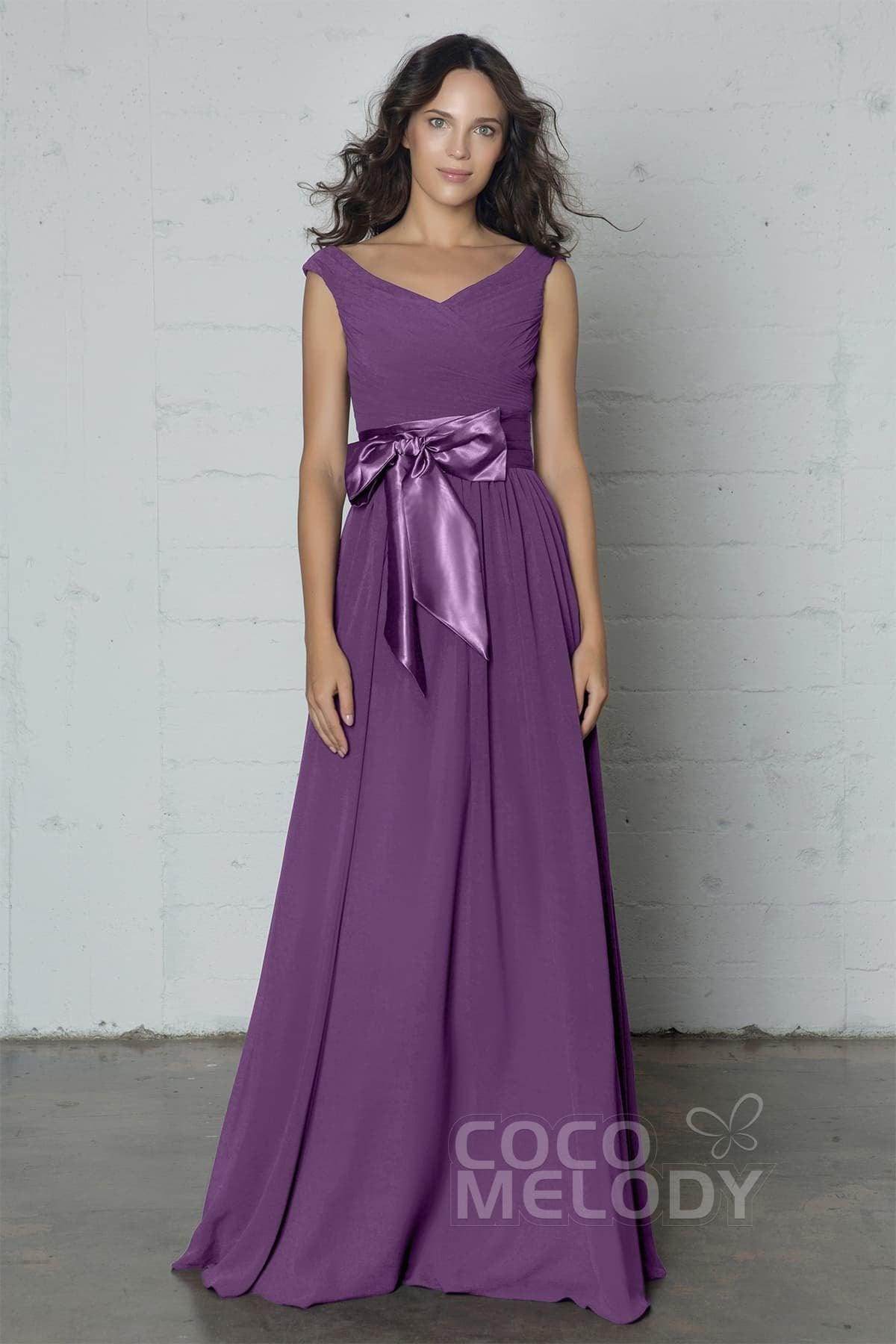 Sheath-Column Floor Length Chiffon Dress PR17017 - COCOMELODY