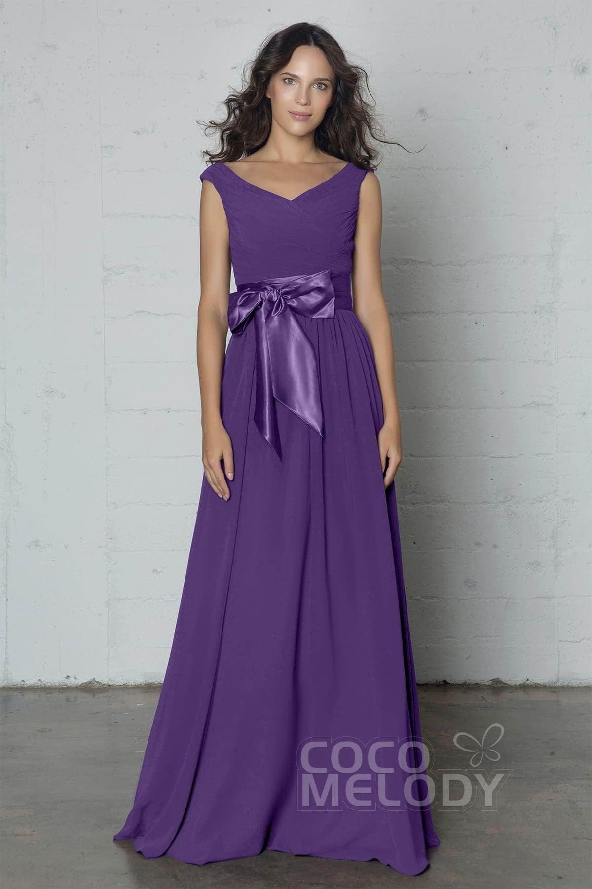 Sheath-Column Floor Length Chiffon Dress PR17017 - COCOMELODY