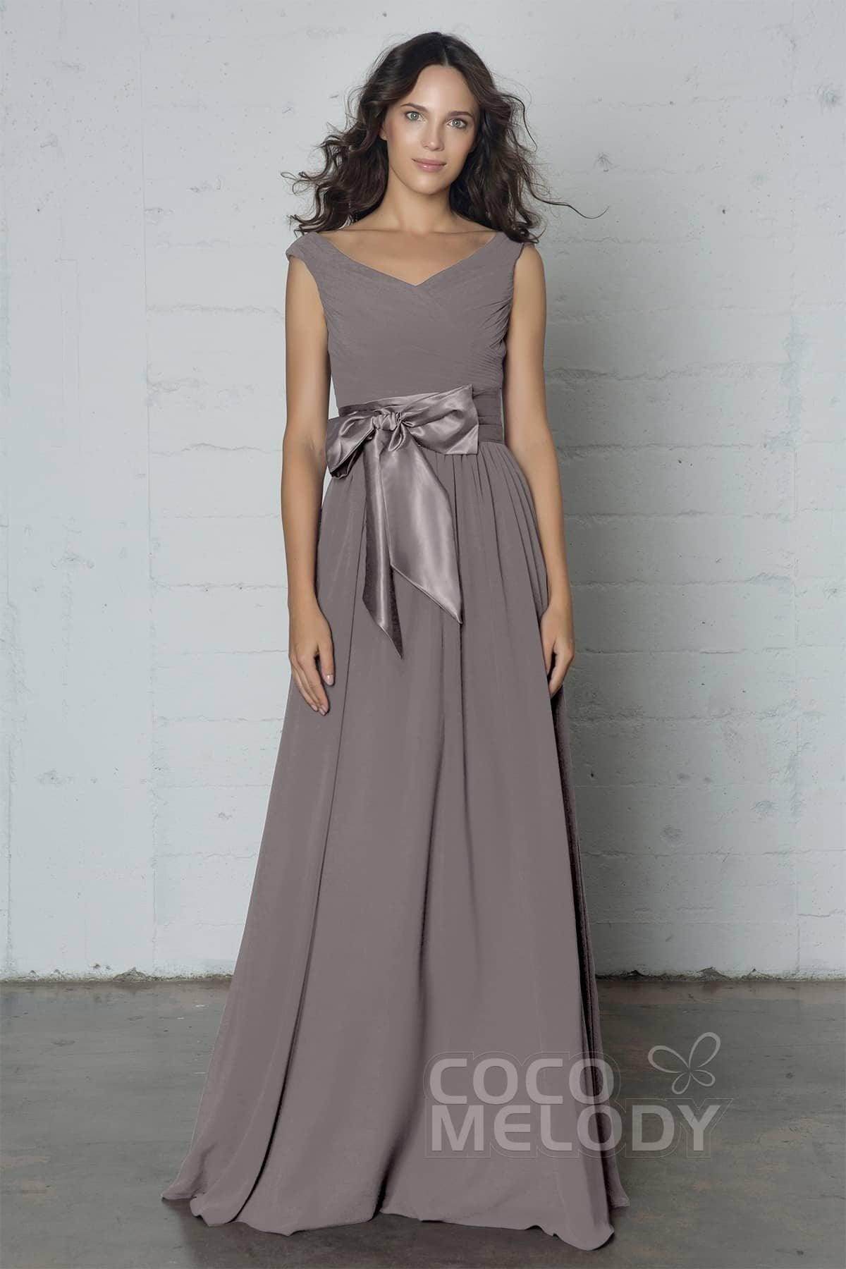 Sheath-Column Floor Length Chiffon Dress PR17017 - COCOMELODY