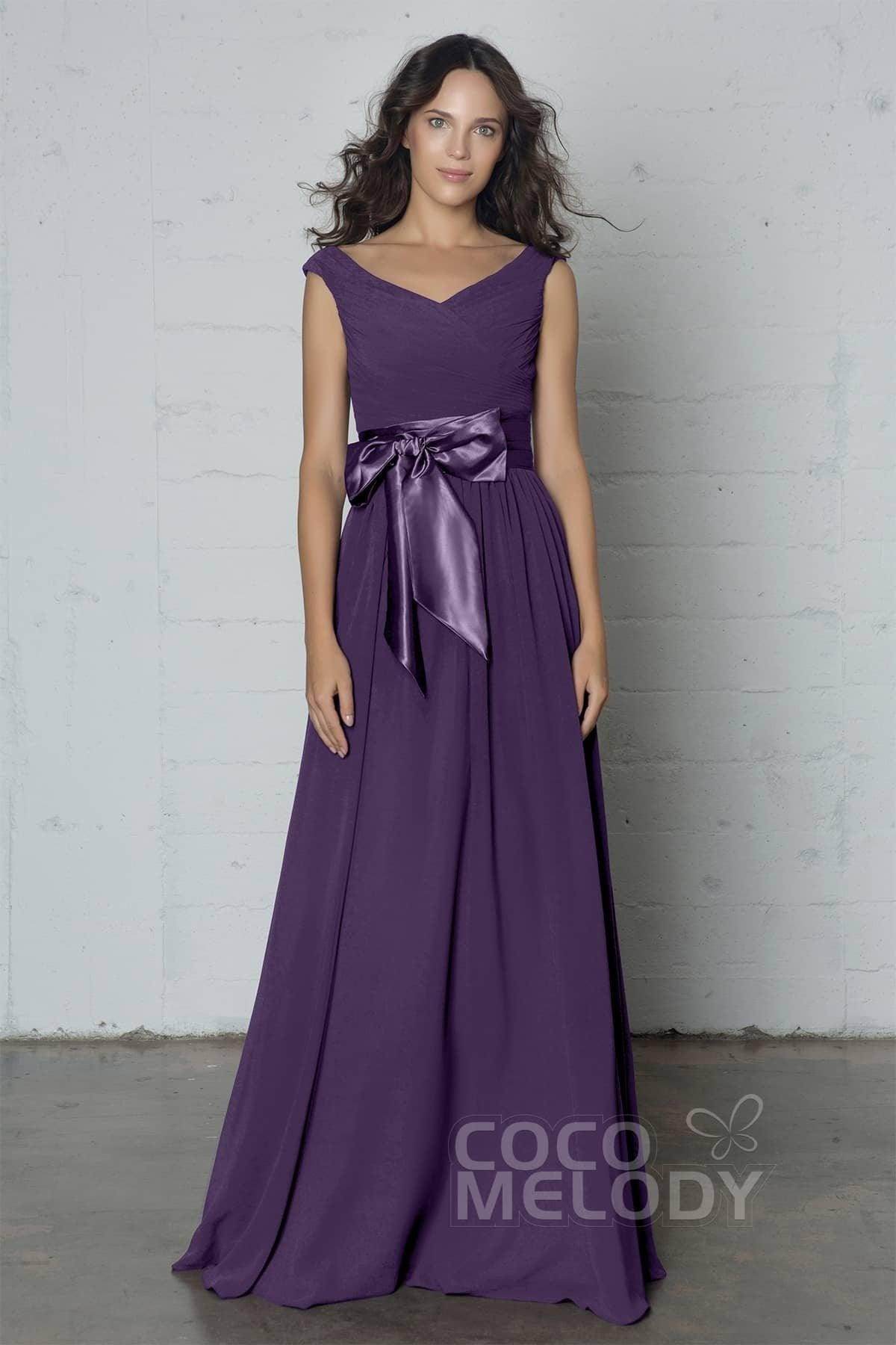 Sheath-Column Floor Length Chiffon Dress PR17017 - COCOMELODY