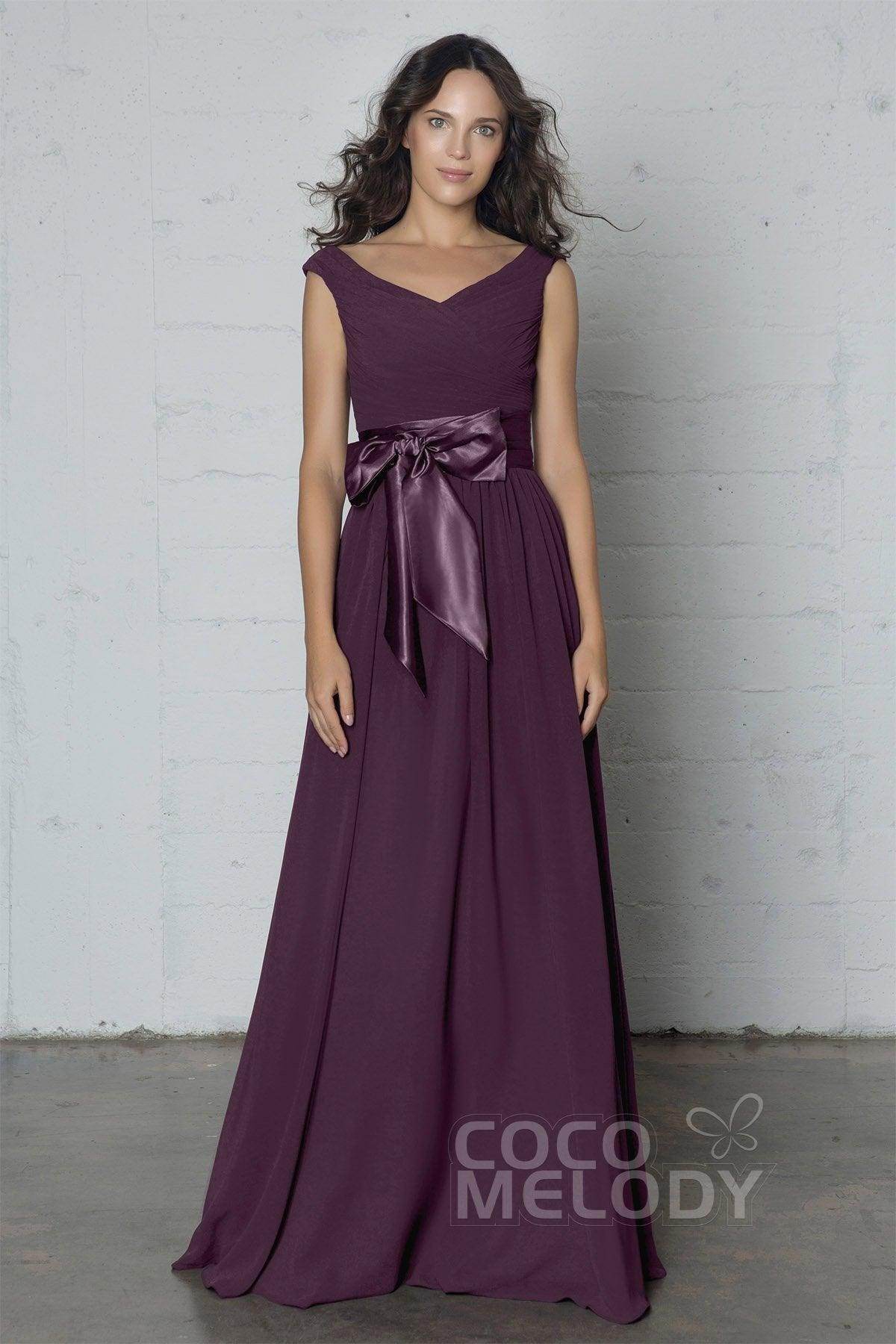 Sheath-Column Floor Length Chiffon Dress PR17017 - COCOMELODY