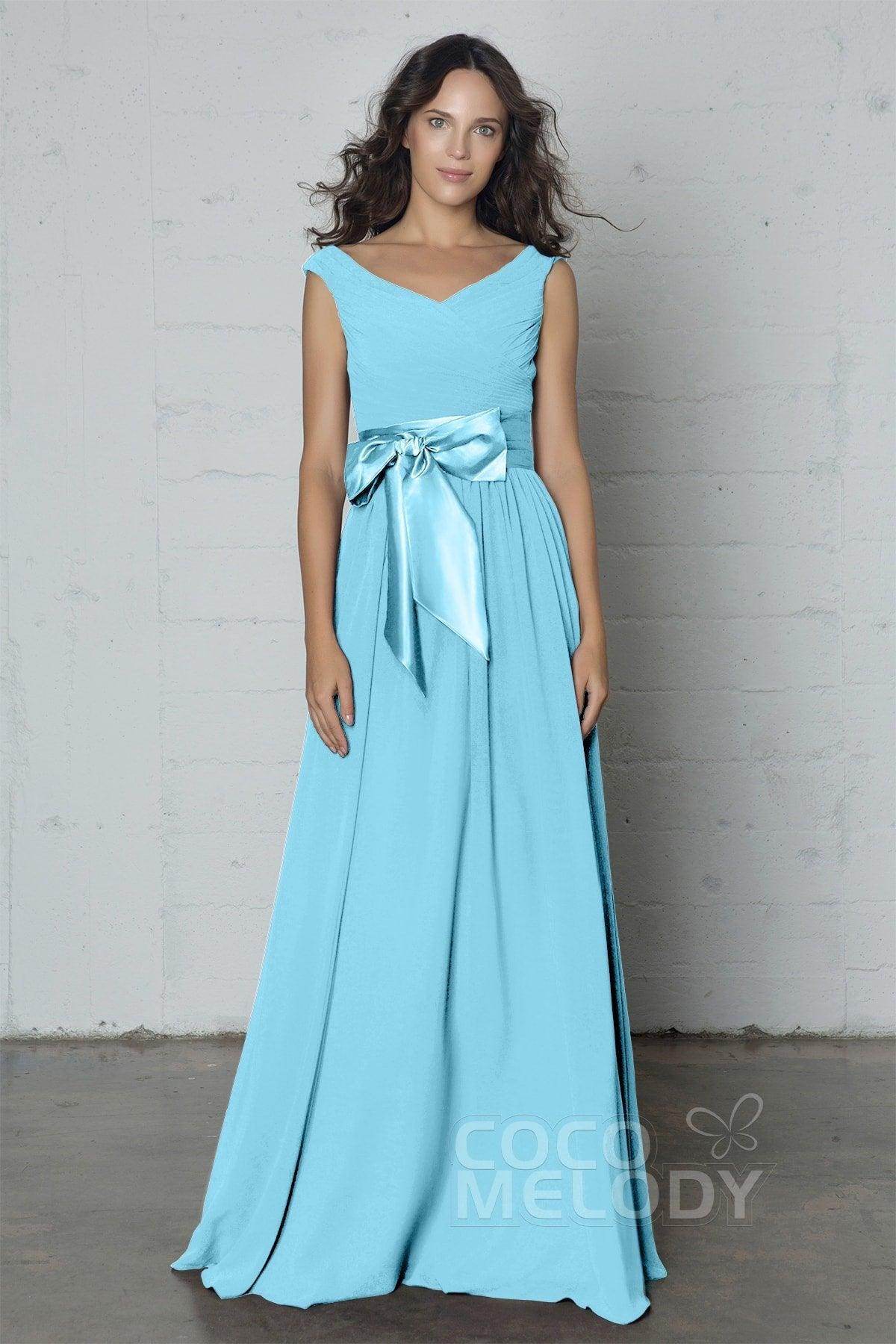 Sheath-Column Floor Length Chiffon Dress PR17017 - COCOMELODY