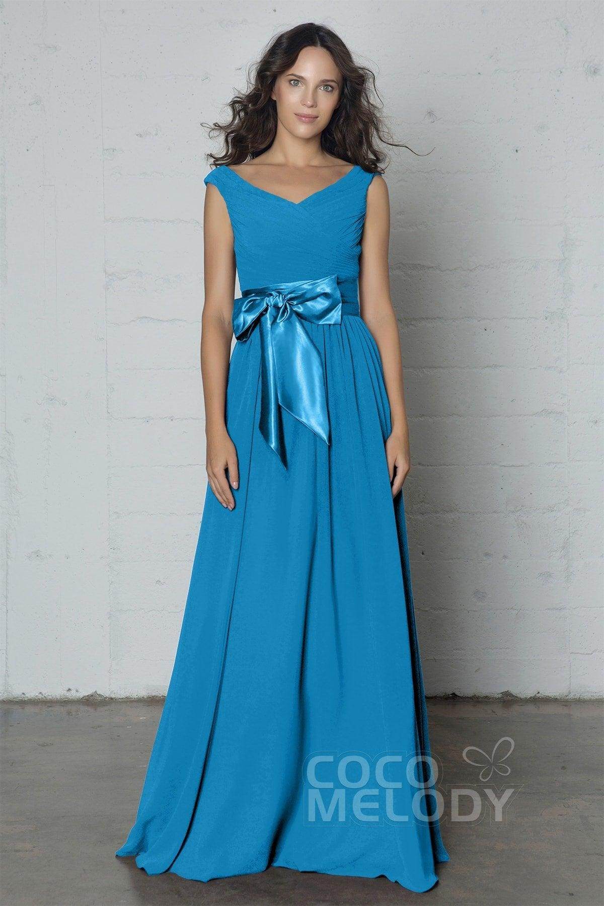 Sheath-Column Floor Length Chiffon Dress PR17017 - COCOMELODY