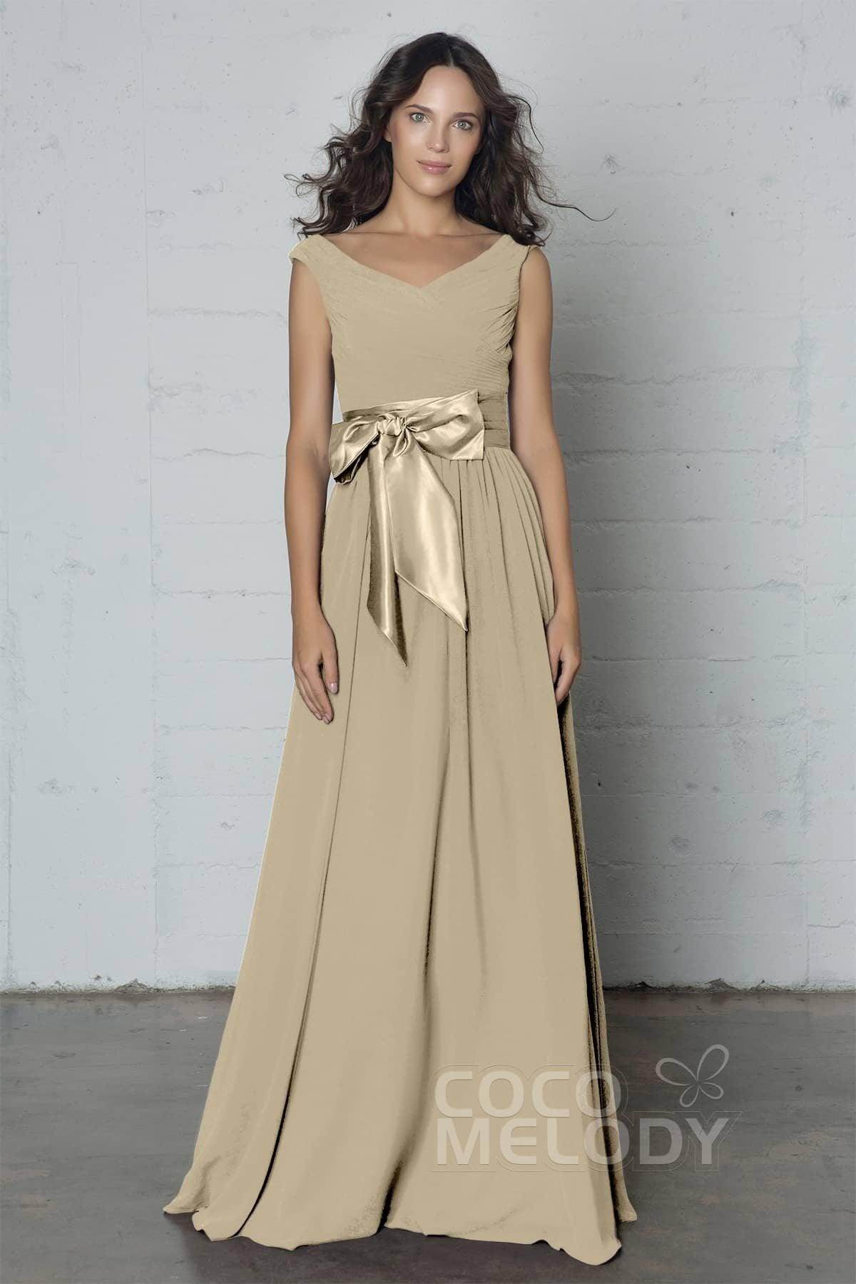 Sheath-Column Floor Length Chiffon Dress PR17017 - COCOMELODY