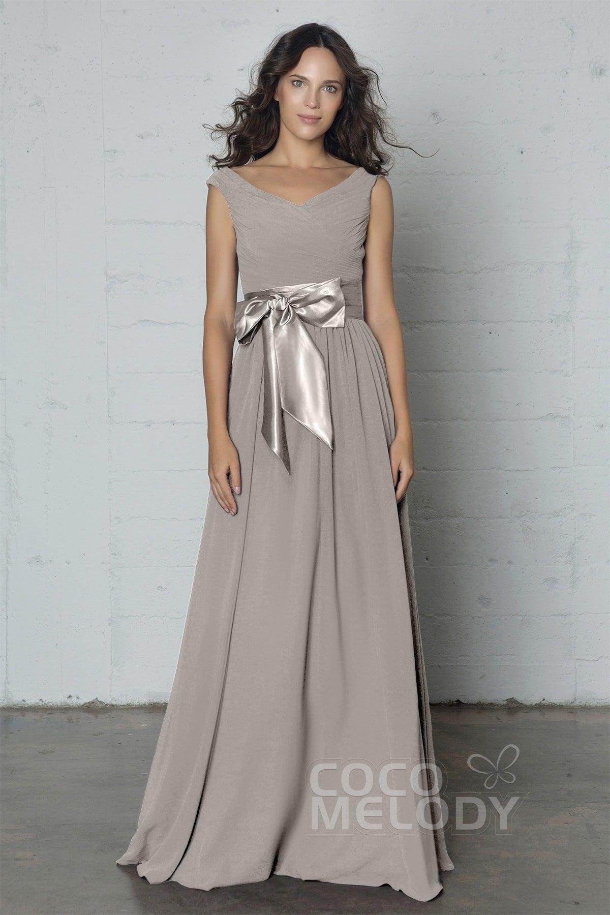 Sheath-Column Floor Length Chiffon Dress PR17017 - COCOMELODY