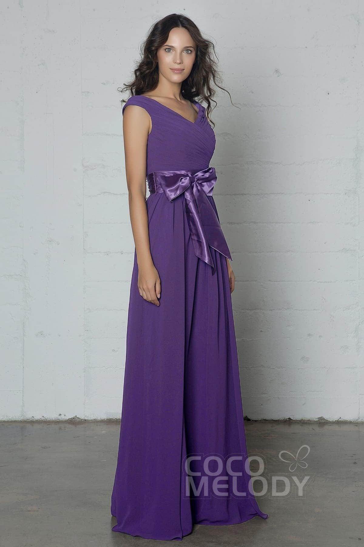 Sheath-Column Floor Length Chiffon Dress PR17017 - COCOMELODY