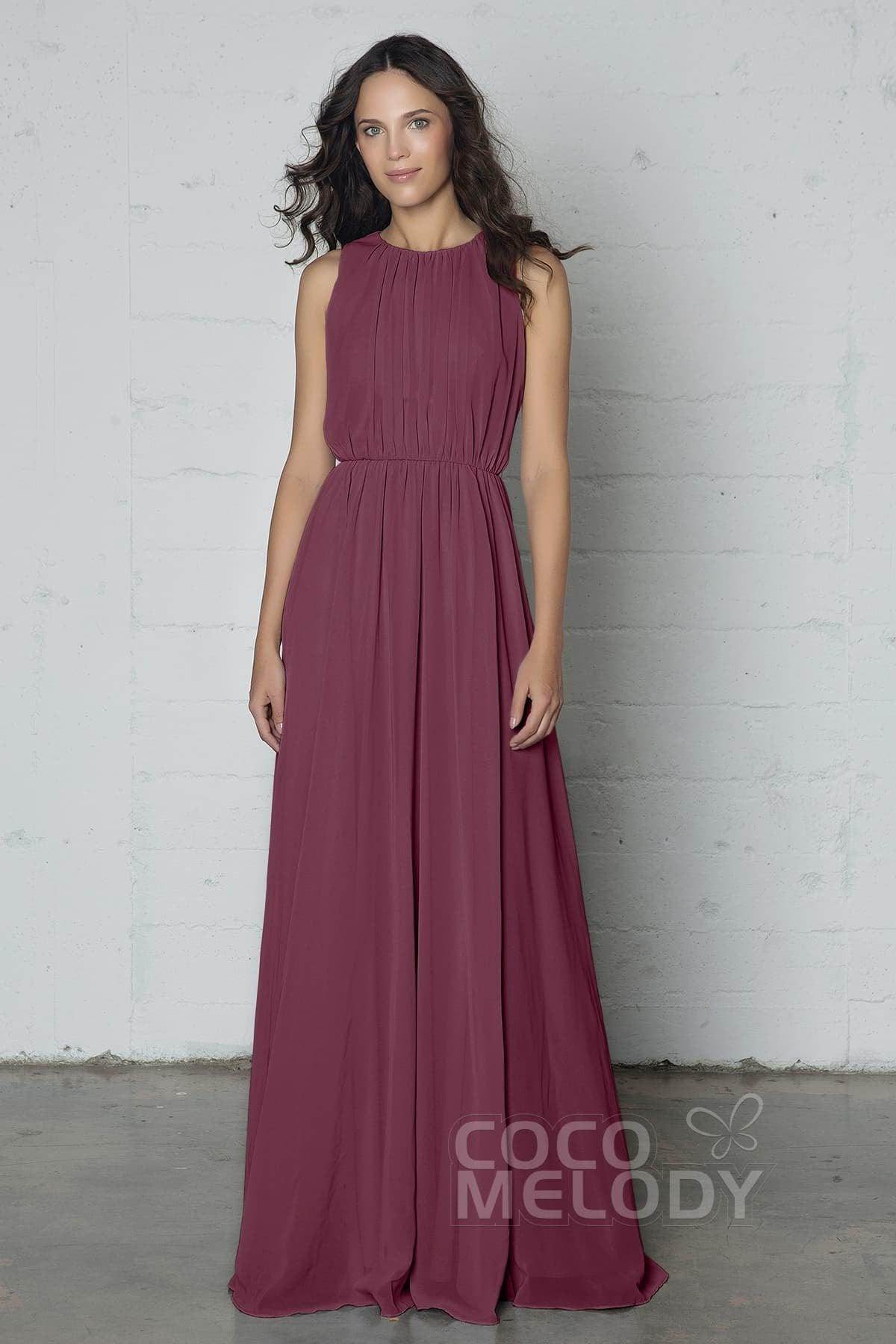 Sheath-Column Floor Length Chiffon Dress PR17020 - COCOMELODY