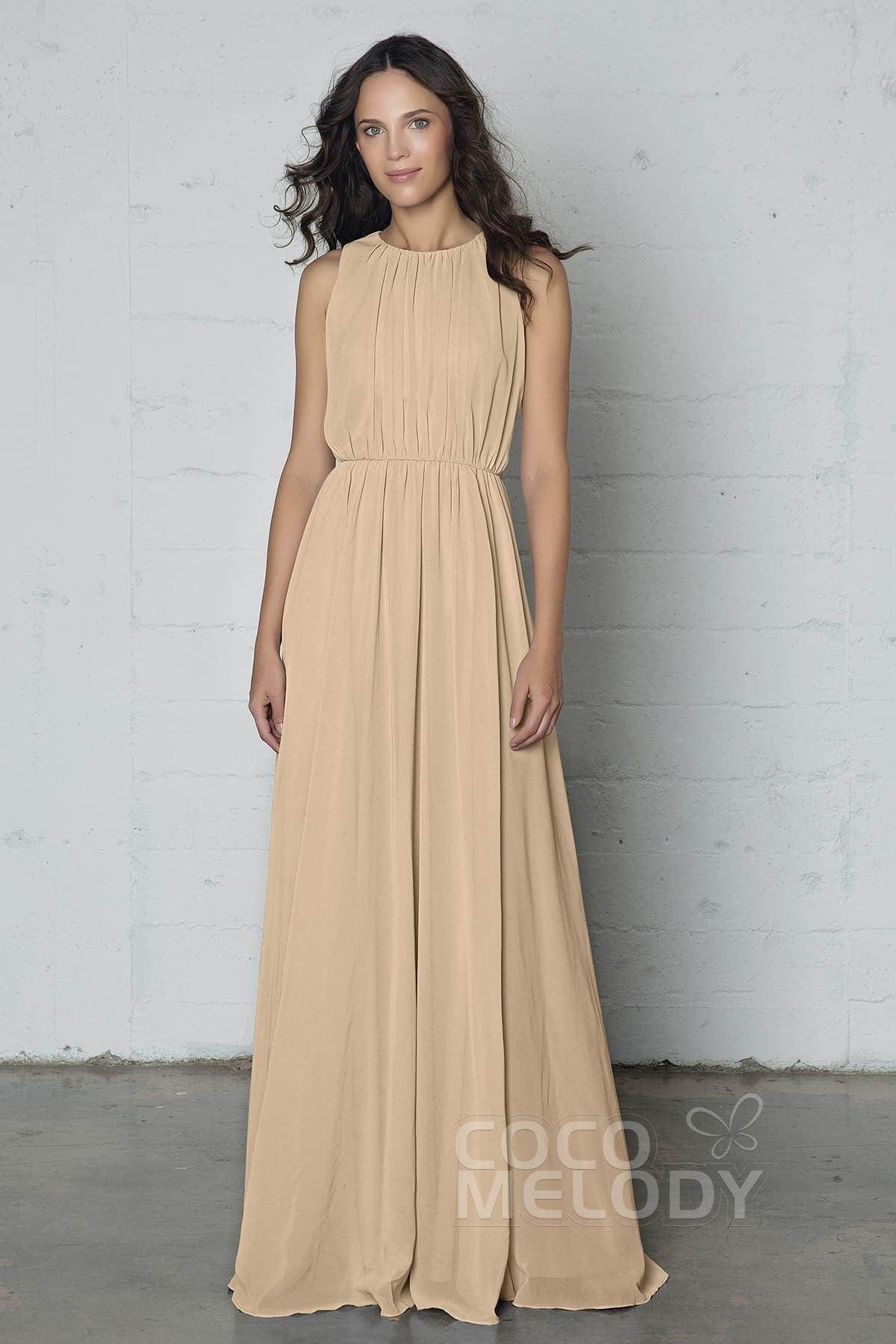 Sheath-Column Floor Length Chiffon Dress PR17020 - COCOMELODY