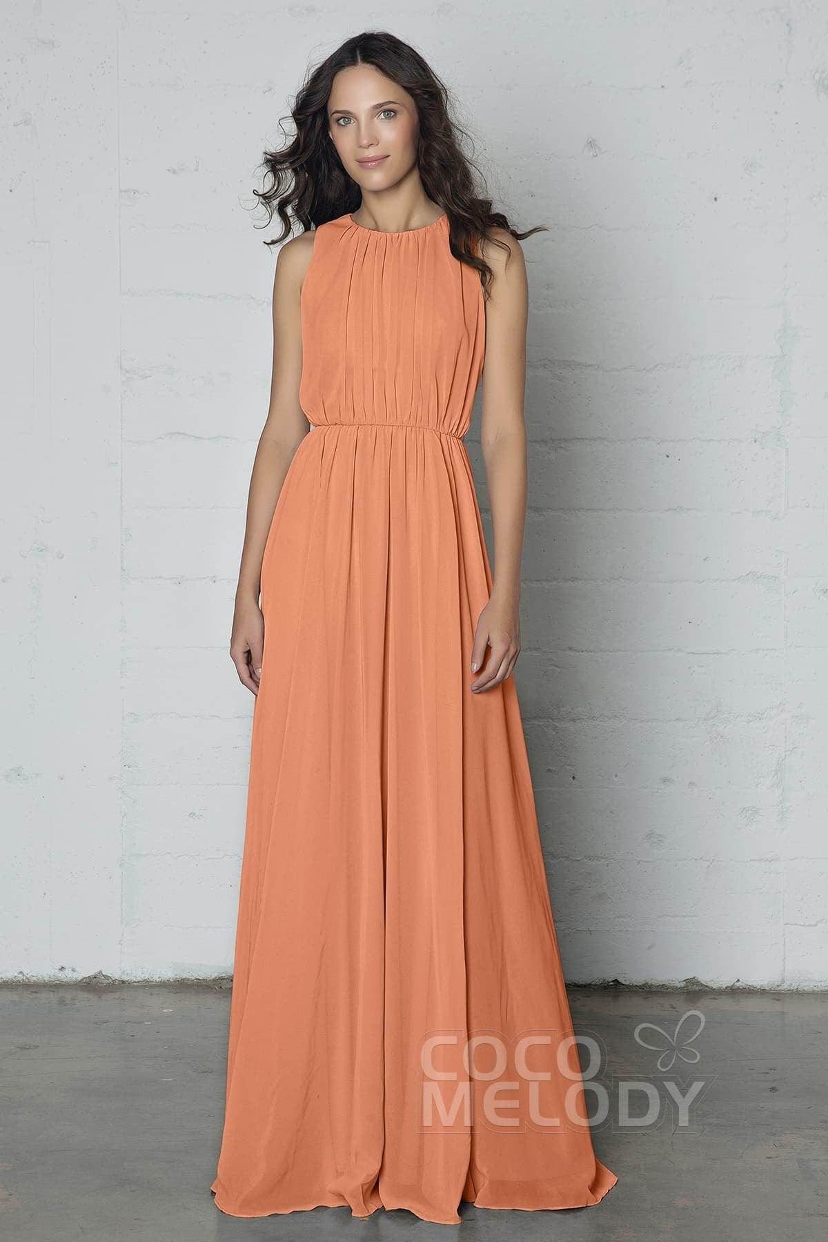 Sheath-Column Floor Length Chiffon Dress PR17020 - COCOMELODY