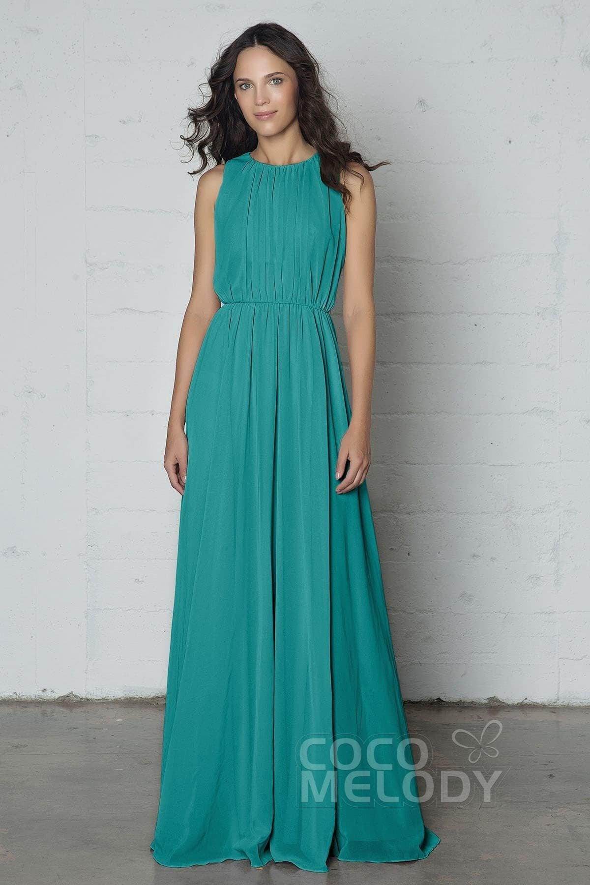 Sheath-Column Floor Length Chiffon Dress PR17020 - COCOMELODY