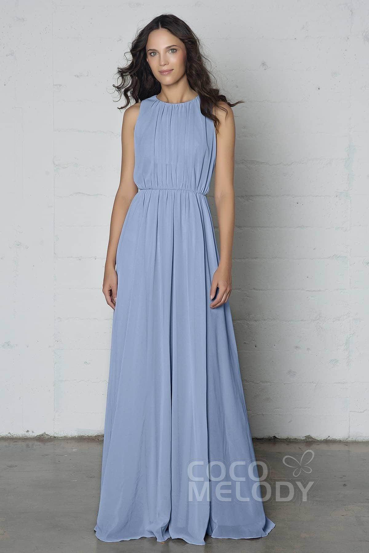 Sheath-Column Floor Length Chiffon Dress PR17020 - COCOMELODY