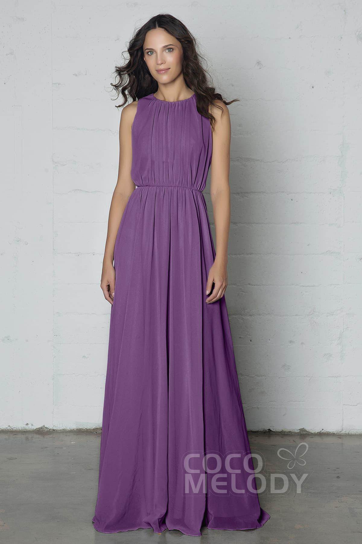 Sheath-Column Floor Length Chiffon Dress PR17020 - COCOMELODY