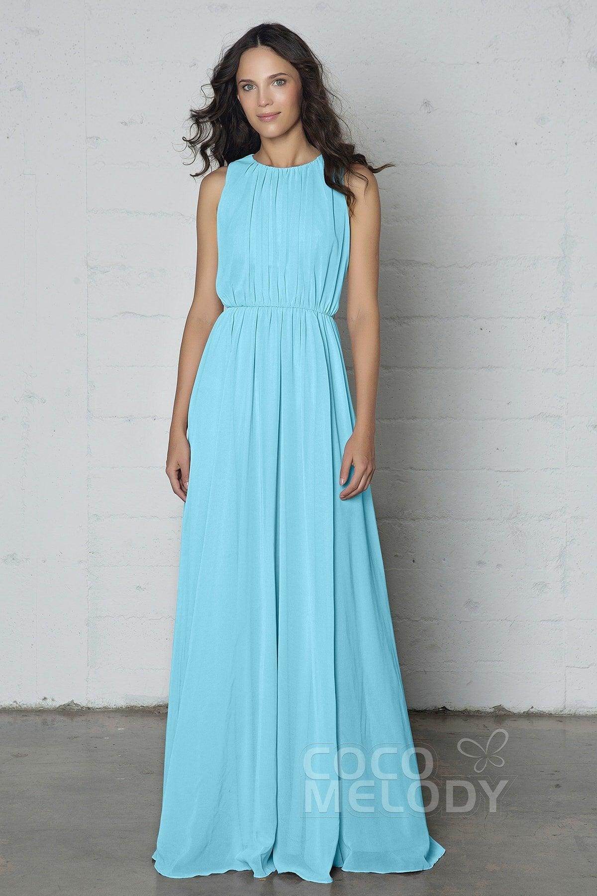 Sheath-Column Floor Length Chiffon Dress PR17020 - COCOMELODY