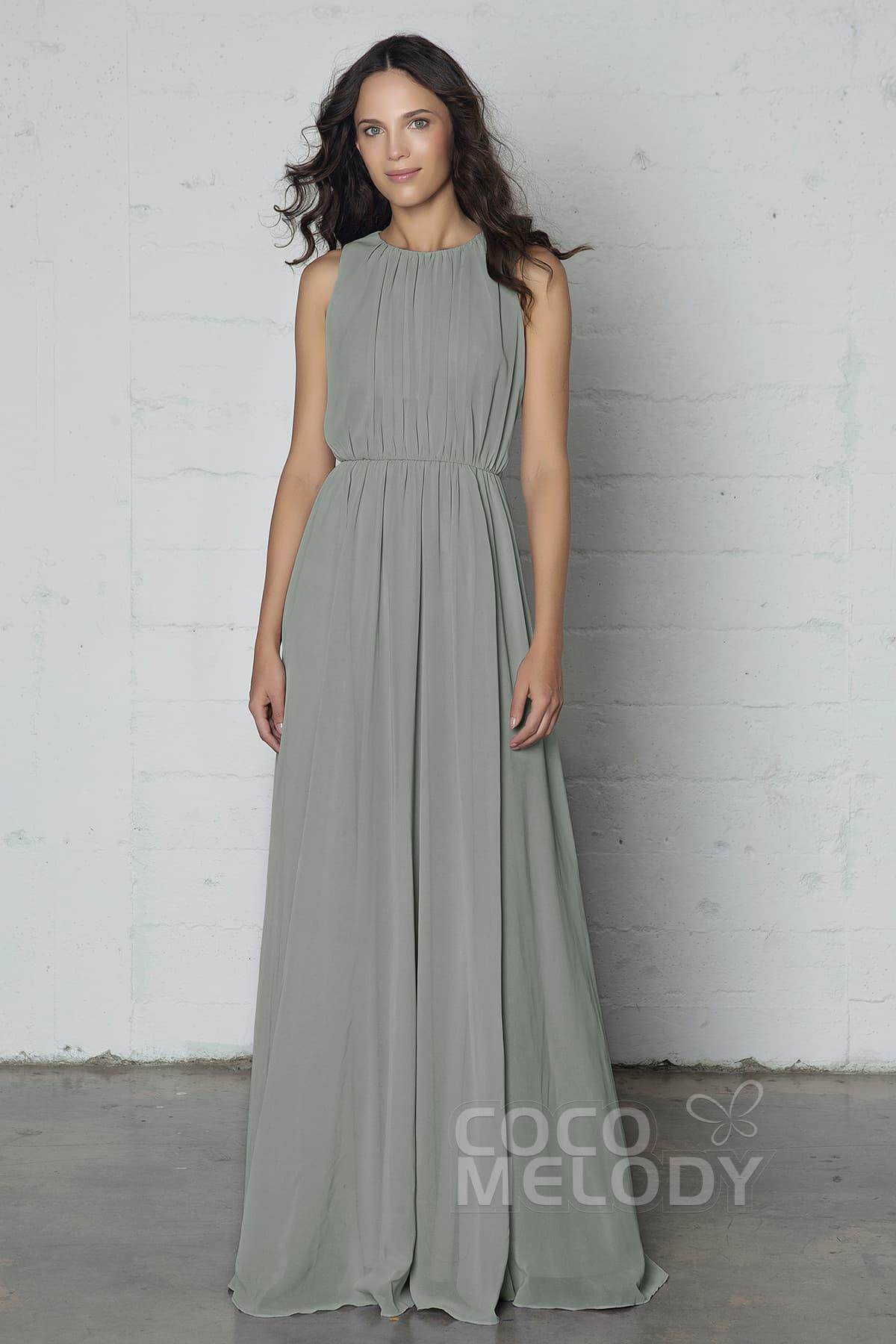 Sheath-Column Floor Length Chiffon Dress PR17020 - COCOMELODY