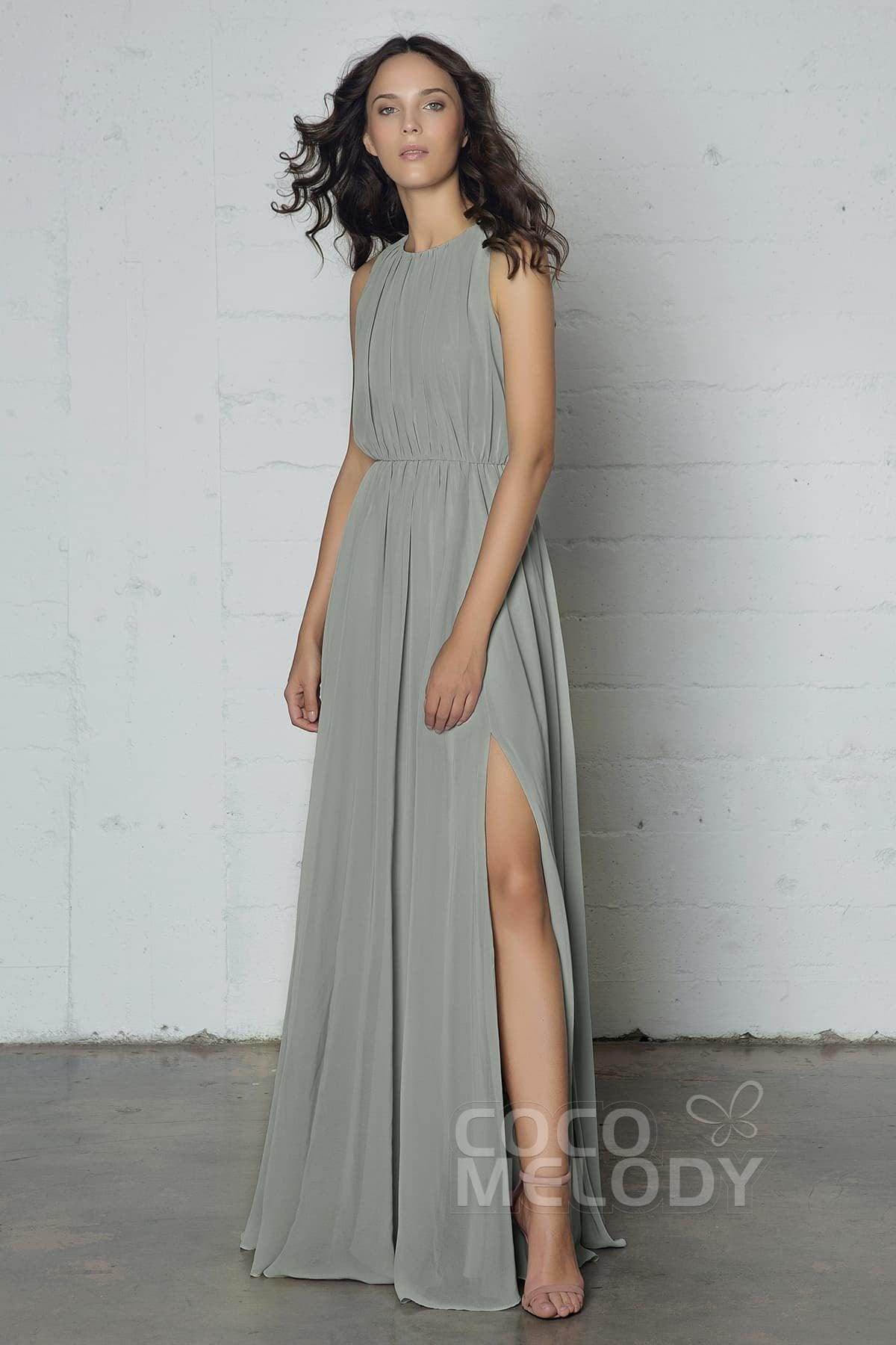 Sheath-Column Floor Length Chiffon Dress PR17020 - COCOMELODY