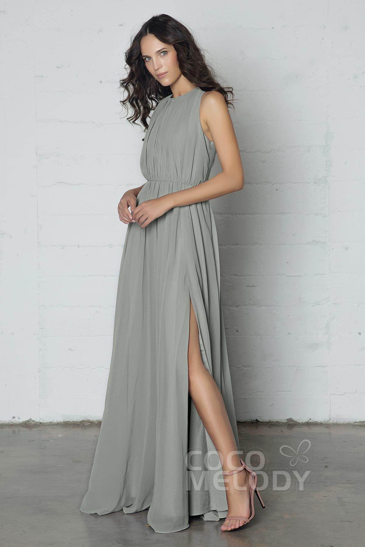 Sheath-Column Floor Length Chiffon Dress PR17020 - COCOMELODY
