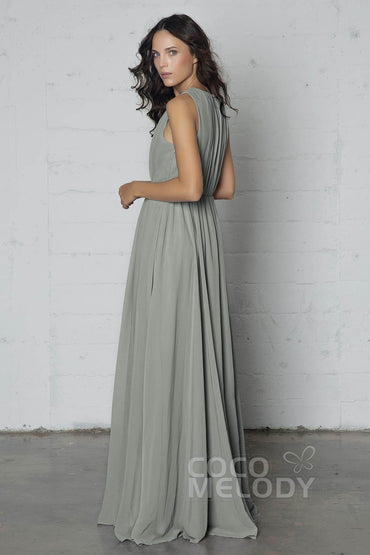 Sheath-Column Floor Length Chiffon Dress PR17020 - COCOMELODY