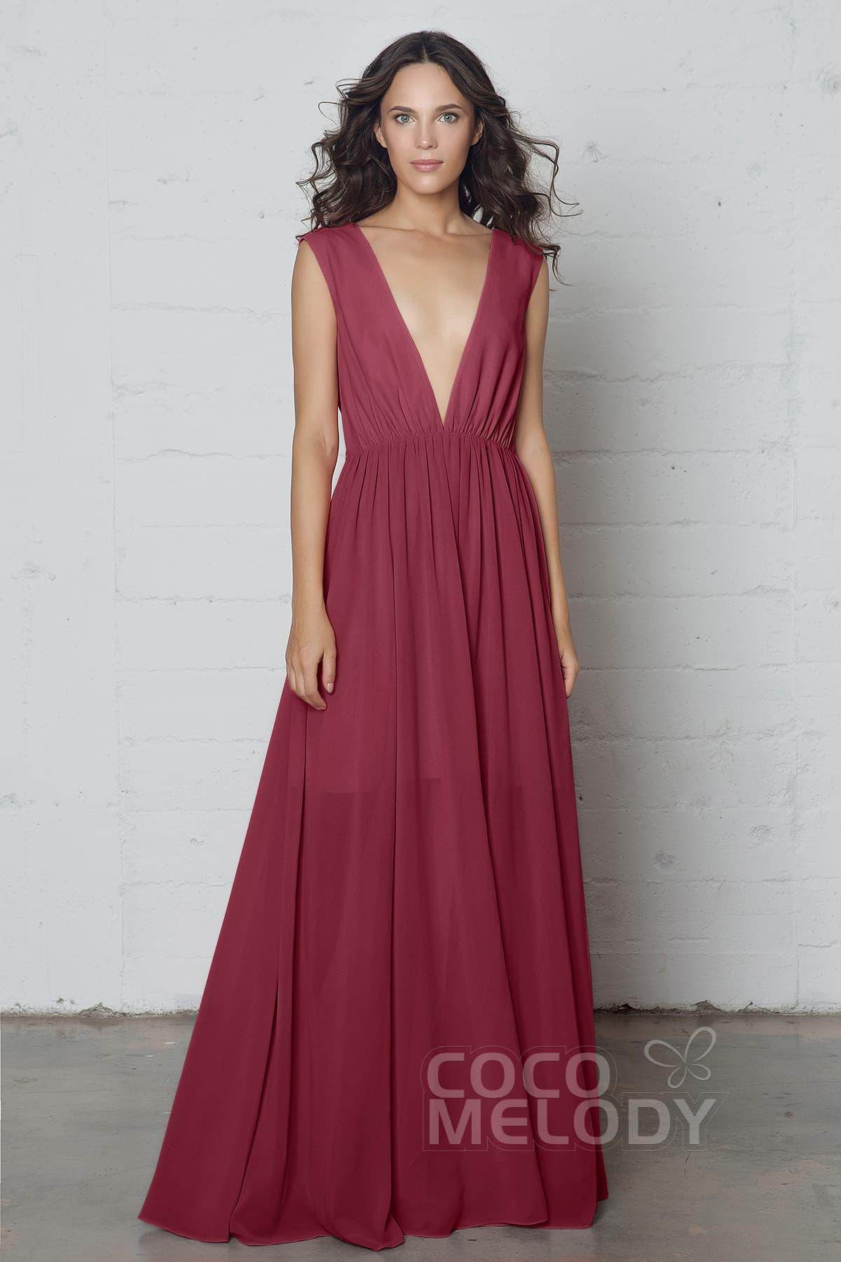 Sheath-Column Floor Length Chiffon Dress PR17022 - COCOMELODY