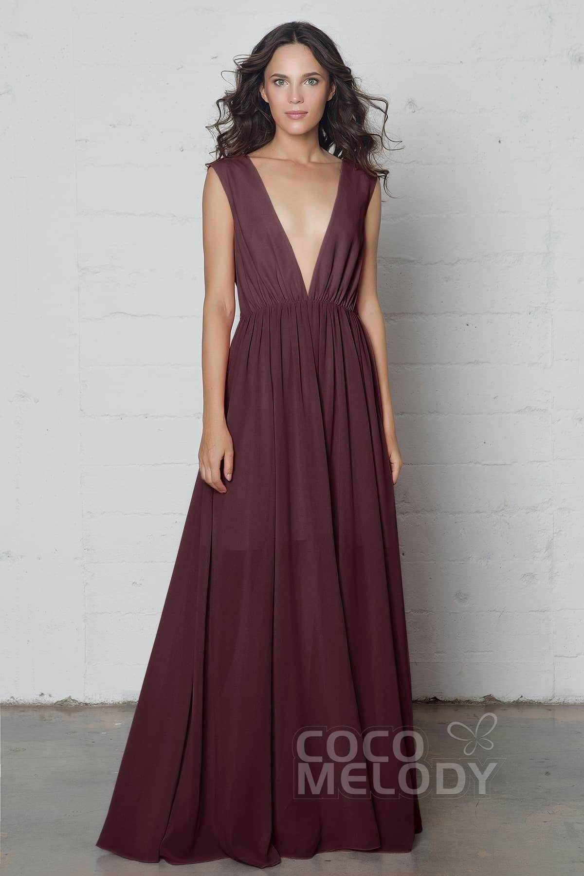 Sheath-Column Floor Length Chiffon Dress PR17022 - COCOMELODY