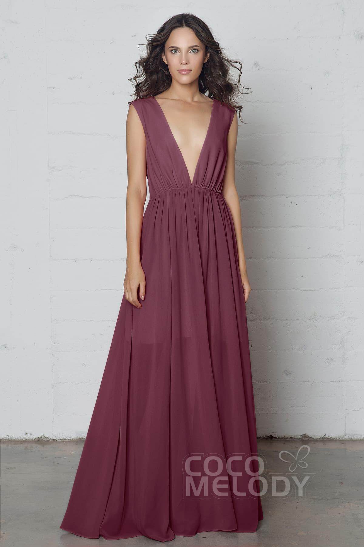 Sheath-Column Floor Length Chiffon Dress PR17022 - COCOMELODY