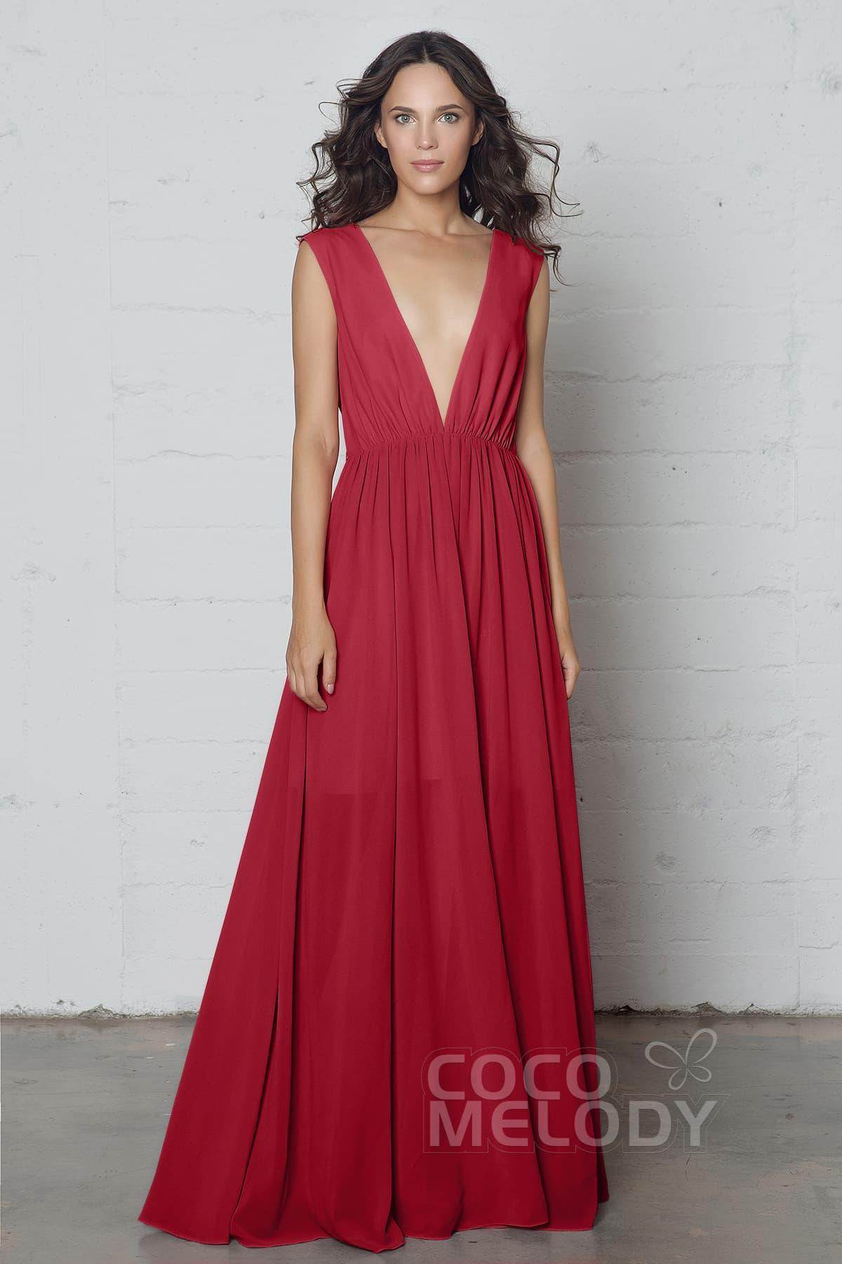 Sheath-Column Floor Length Chiffon Dress PR17022 - COCOMELODY