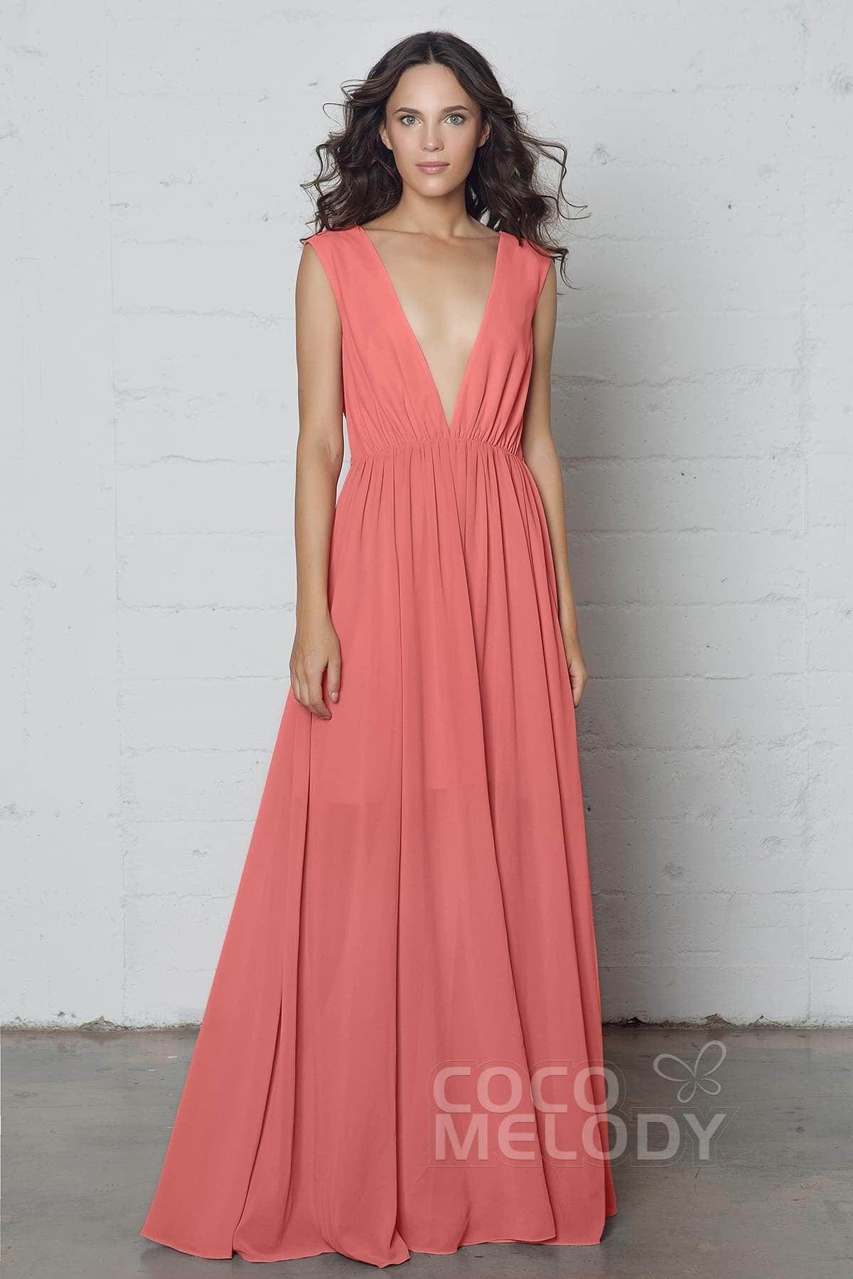 Sheath-Column Floor Length Chiffon Dress PR17022 - COCOMELODY