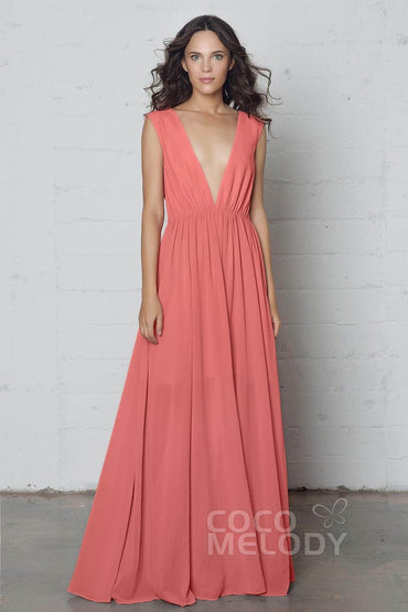 Sheath-Column Floor Length Chiffon Dress PR17022 - COCOMELODY