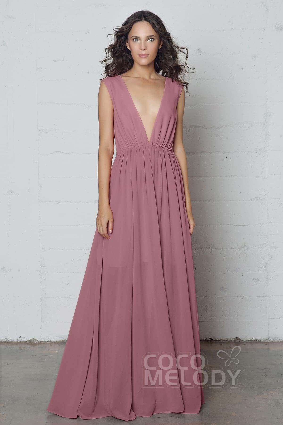 Sheath-Column Floor Length Chiffon Dress PR17022 - COCOMELODY