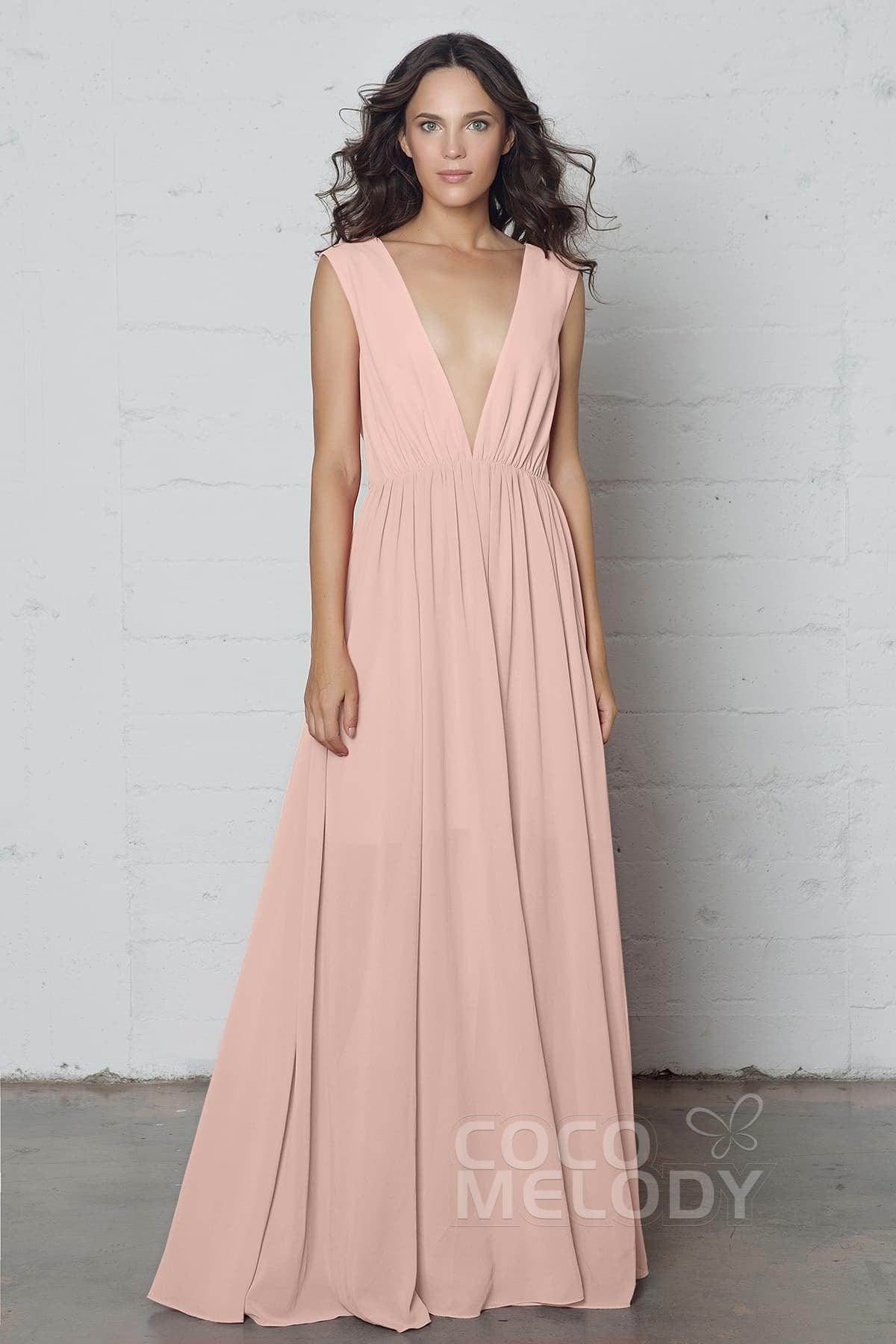 Sheath-Column Floor Length Chiffon Dress PR17022 - COCOMELODY
