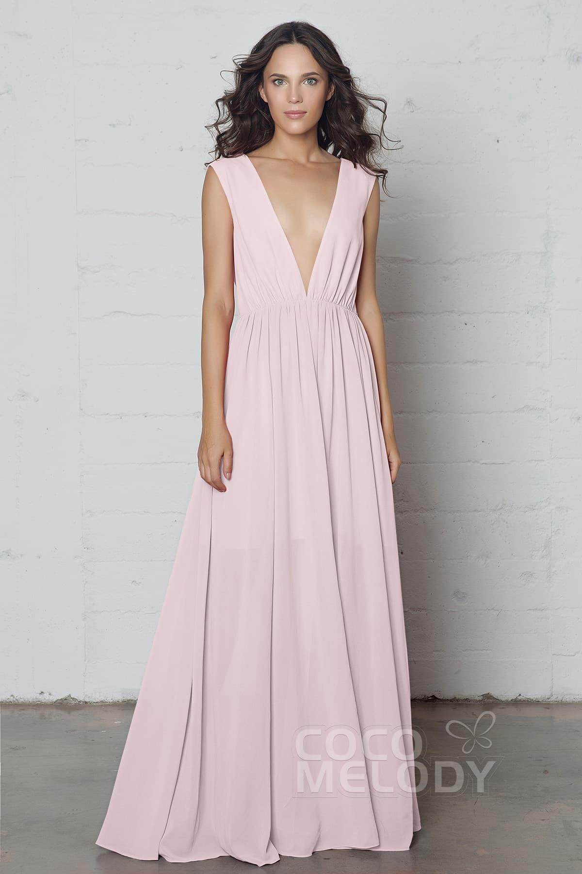 Sheath-Column Floor Length Chiffon Dress PR17022 - COCOMELODY