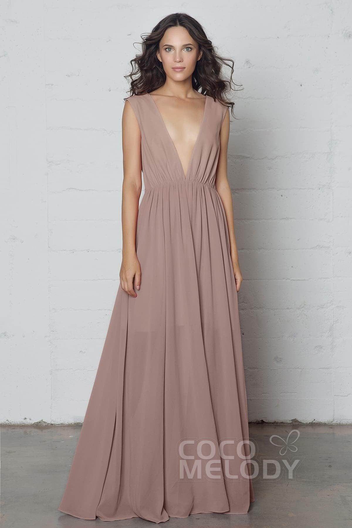 Sheath-Column Floor Length Chiffon Dress PR17022 - COCOMELODY