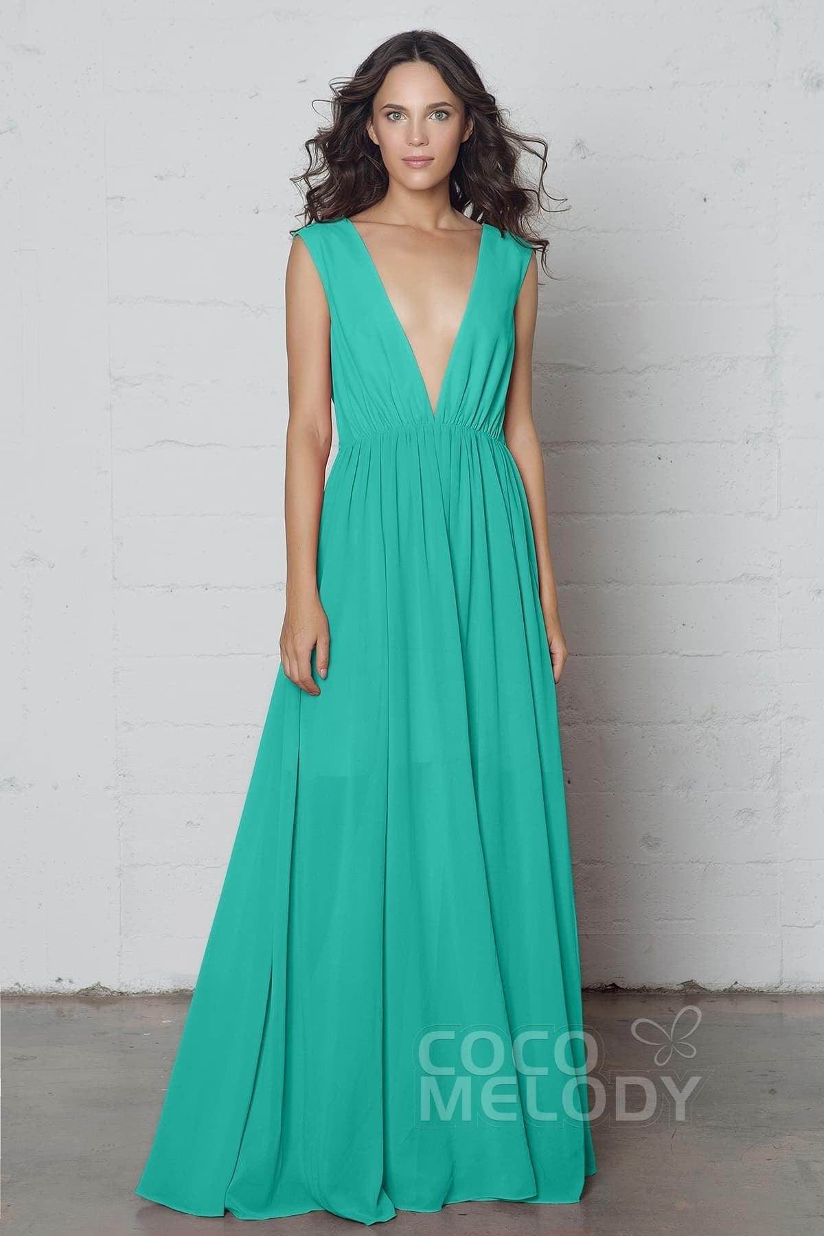 Sheath-Column Floor Length Chiffon Dress PR17022 - COCOMELODY