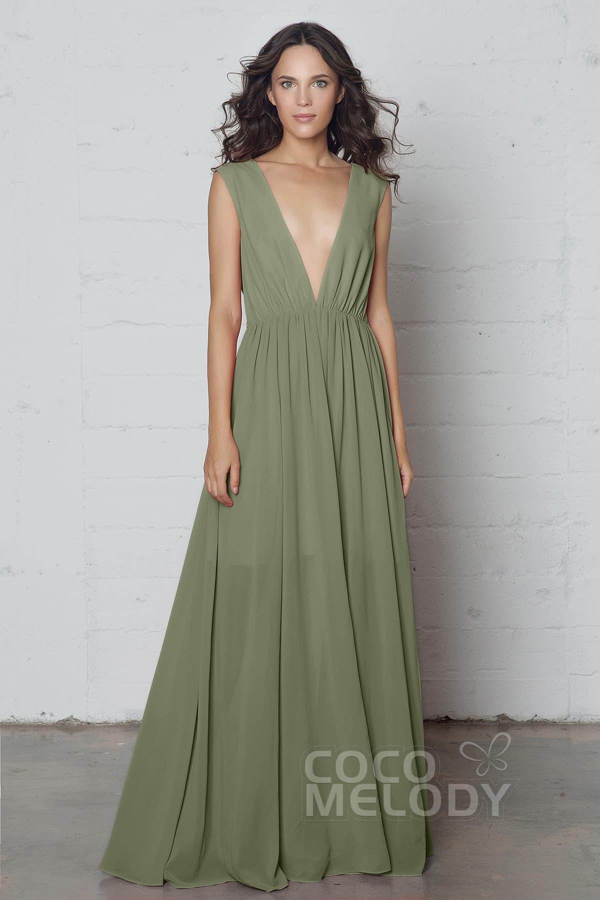Sheath-Column Floor Length Chiffon Dress PR17022 - COCOMELODY
