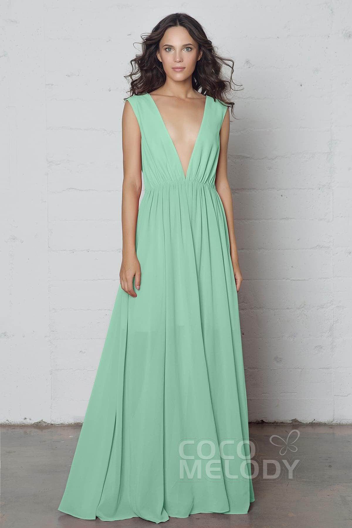 Sheath-Column Floor Length Chiffon Dress PR17022 - COCOMELODY
